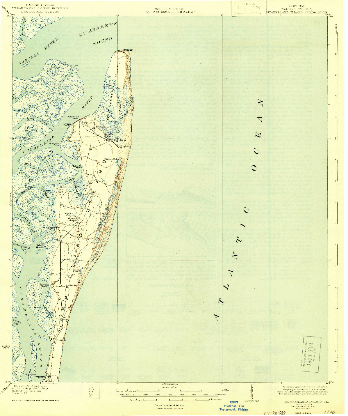 USGS 1:62500-SCALE QUADRANGLE FOR CUMBERLAND ISLAND, GA 1930