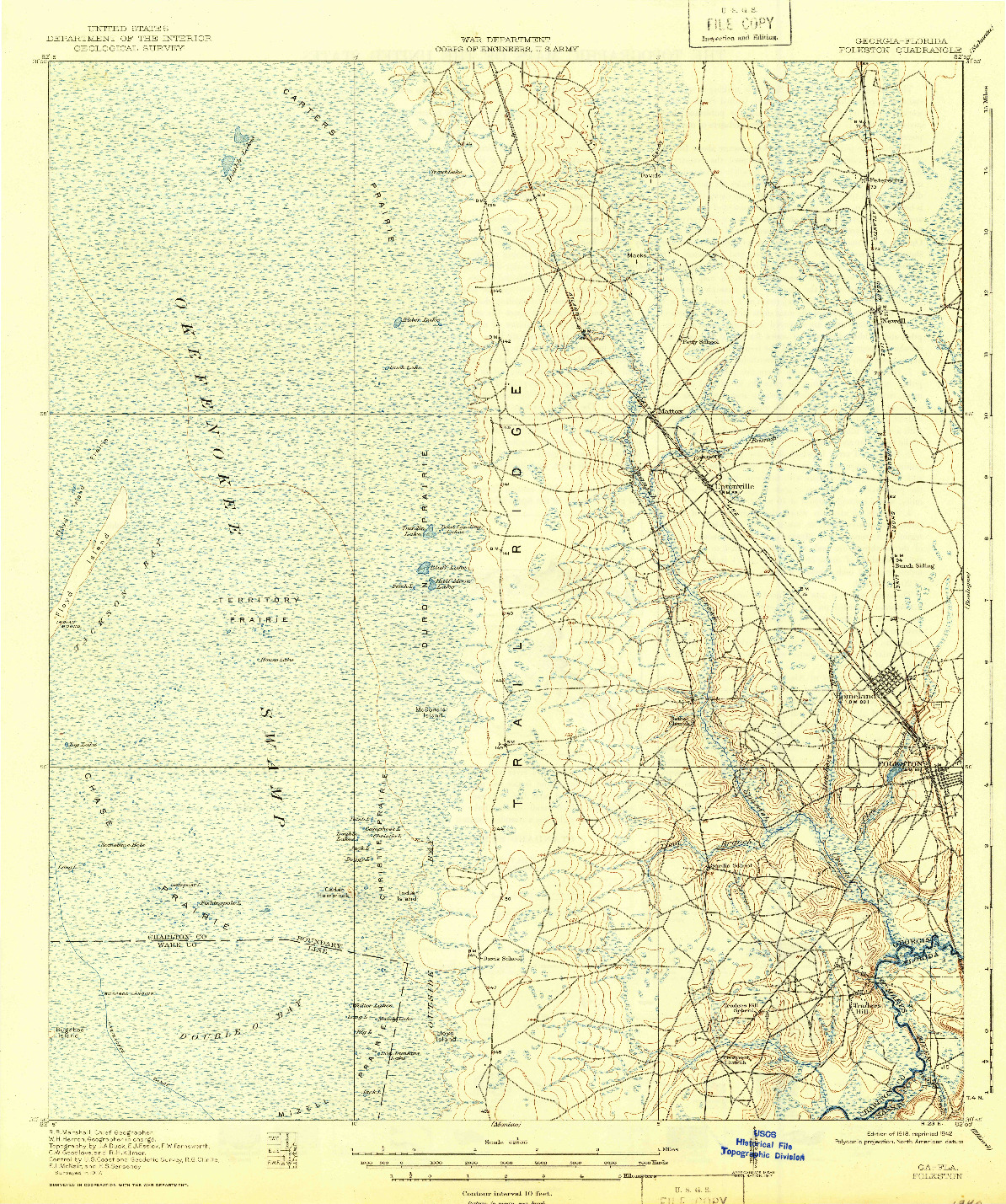 USGS 1:62500-SCALE QUADRANGLE FOR FOLKSTON, GA 1918