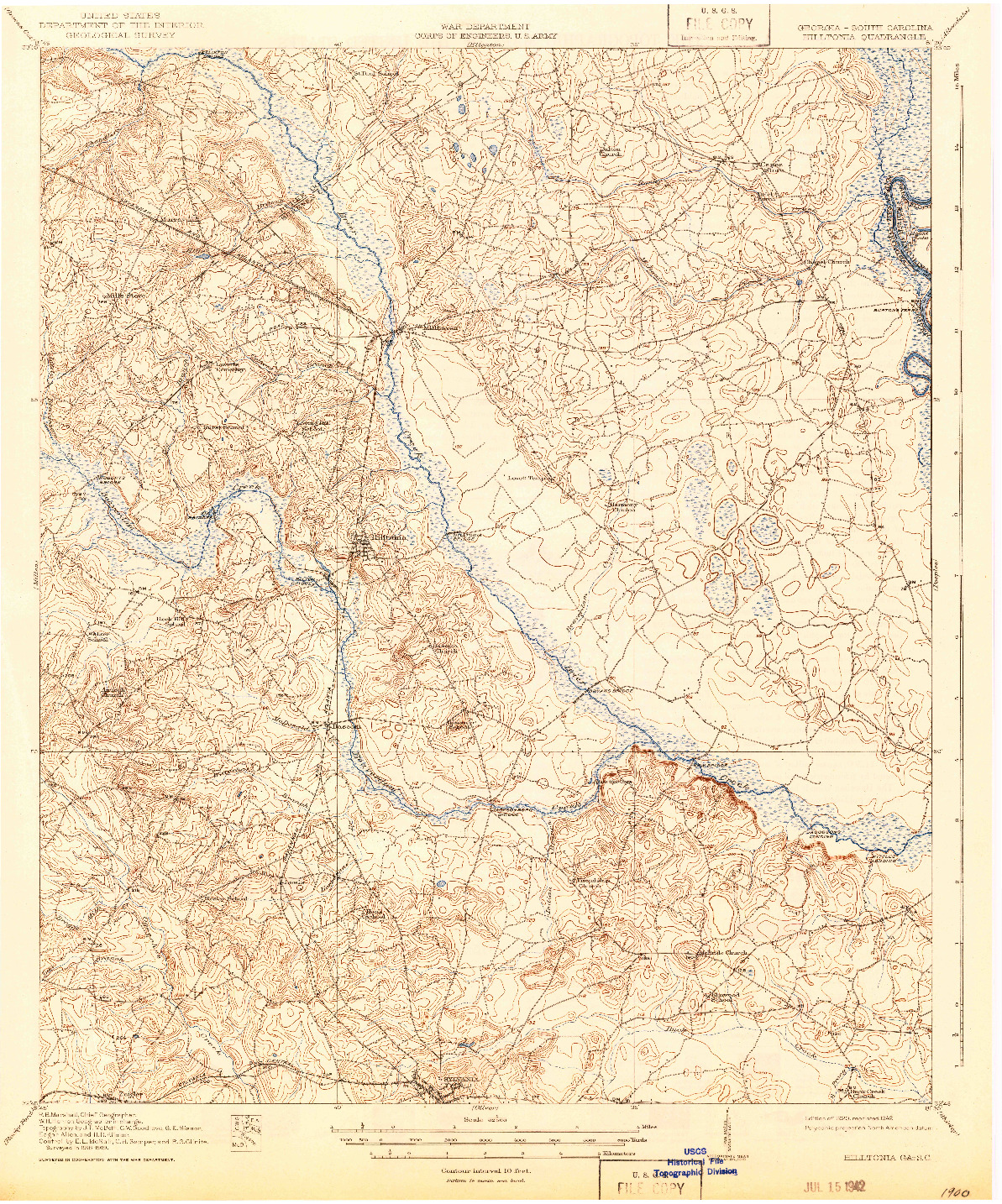 USGS 1:62500-SCALE QUADRANGLE FOR HILLTONIA, GA 1920