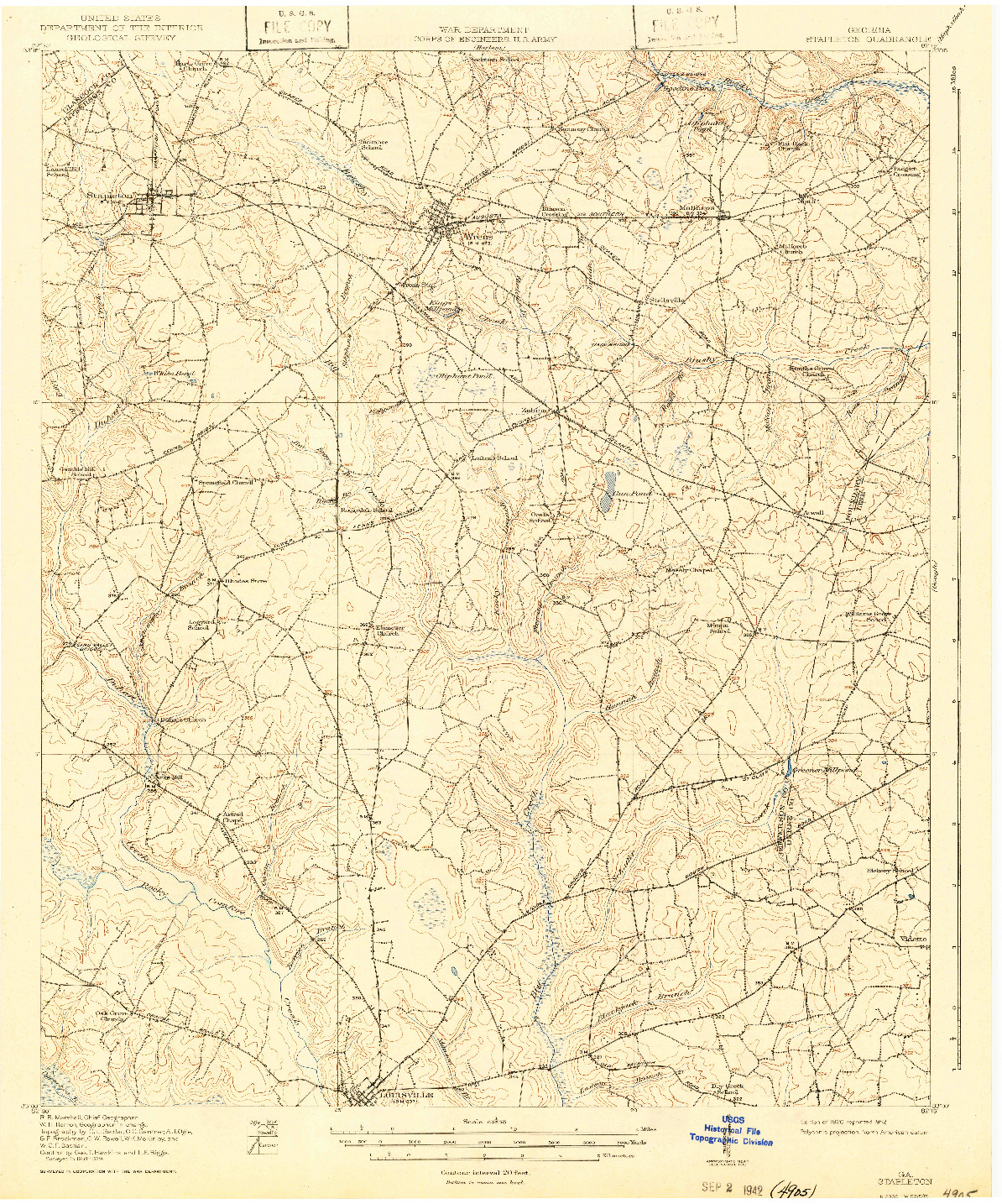 USGS 1:62500-SCALE QUADRANGLE FOR STAPLETON, GA 1920