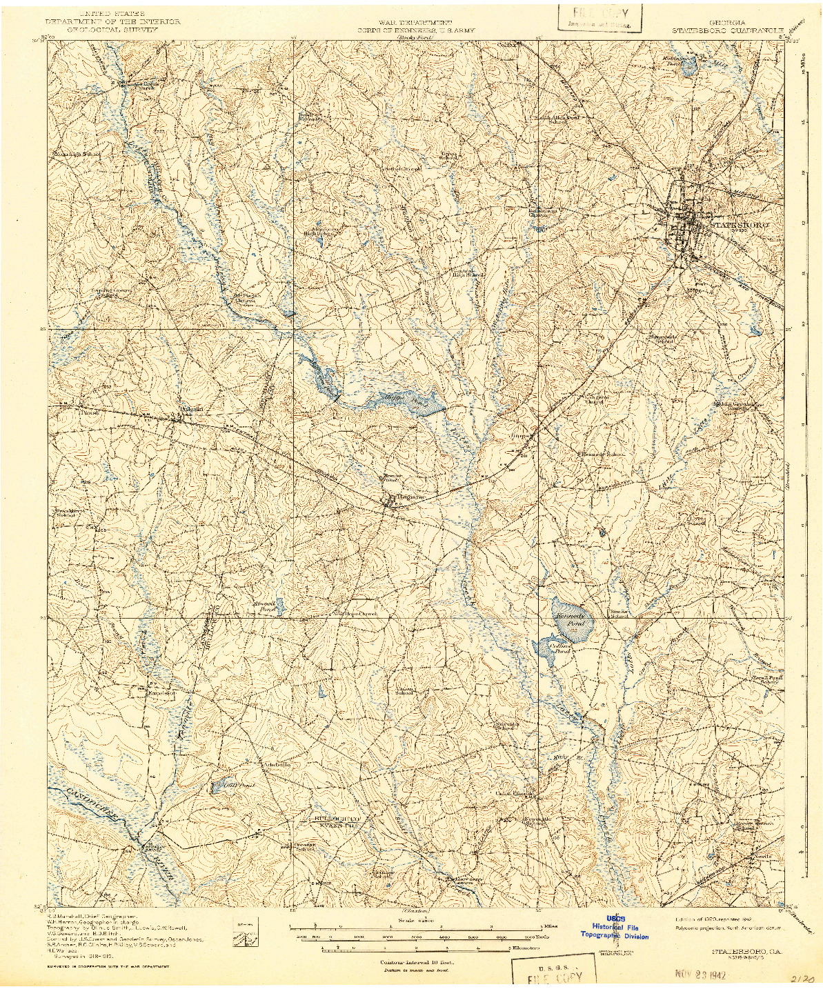 USGS 1:62500-SCALE QUADRANGLE FOR STATESBORO, GA 1920