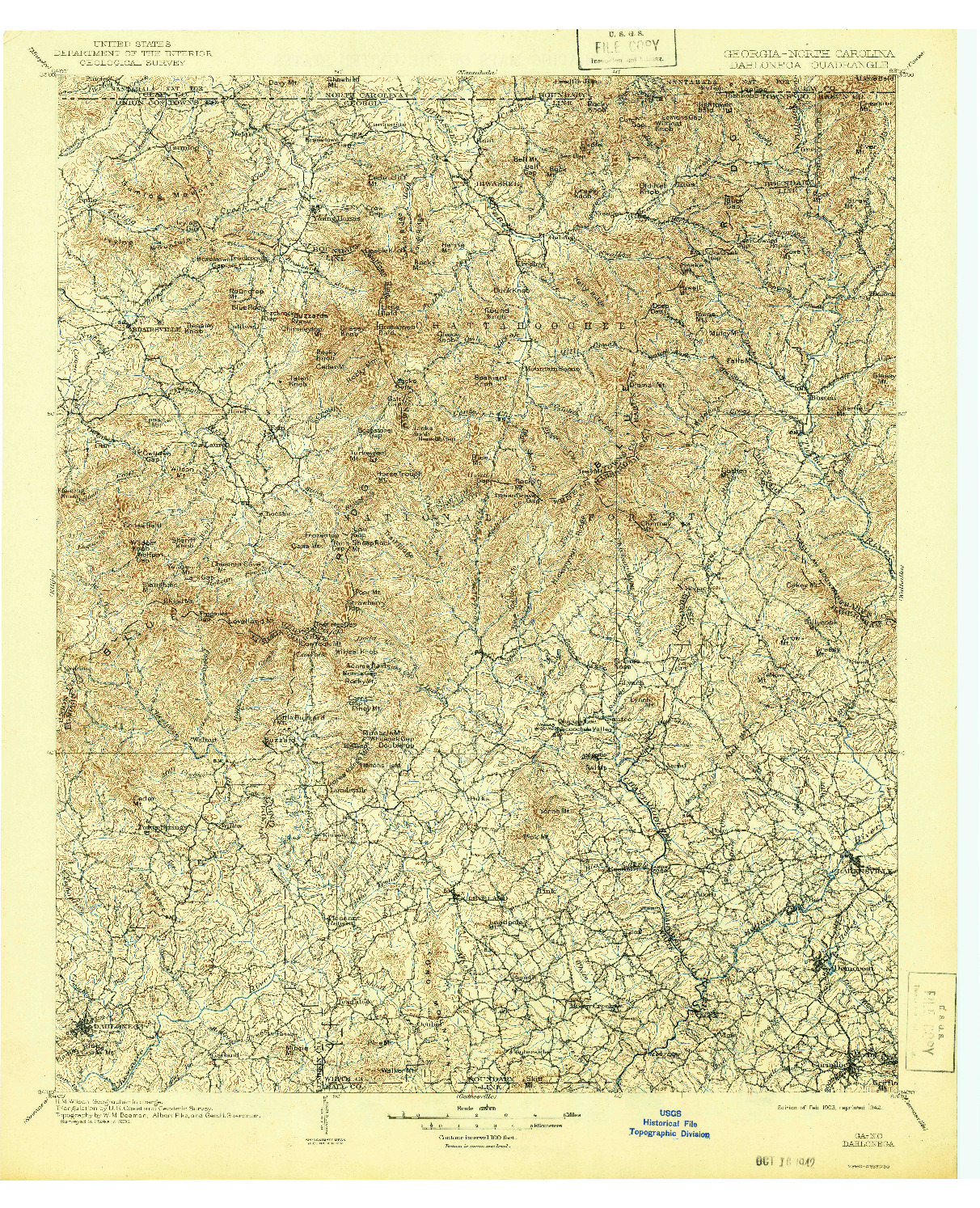 USGS 1:125000-SCALE QUADRANGLE FOR DAHLONEGA, GA 1903