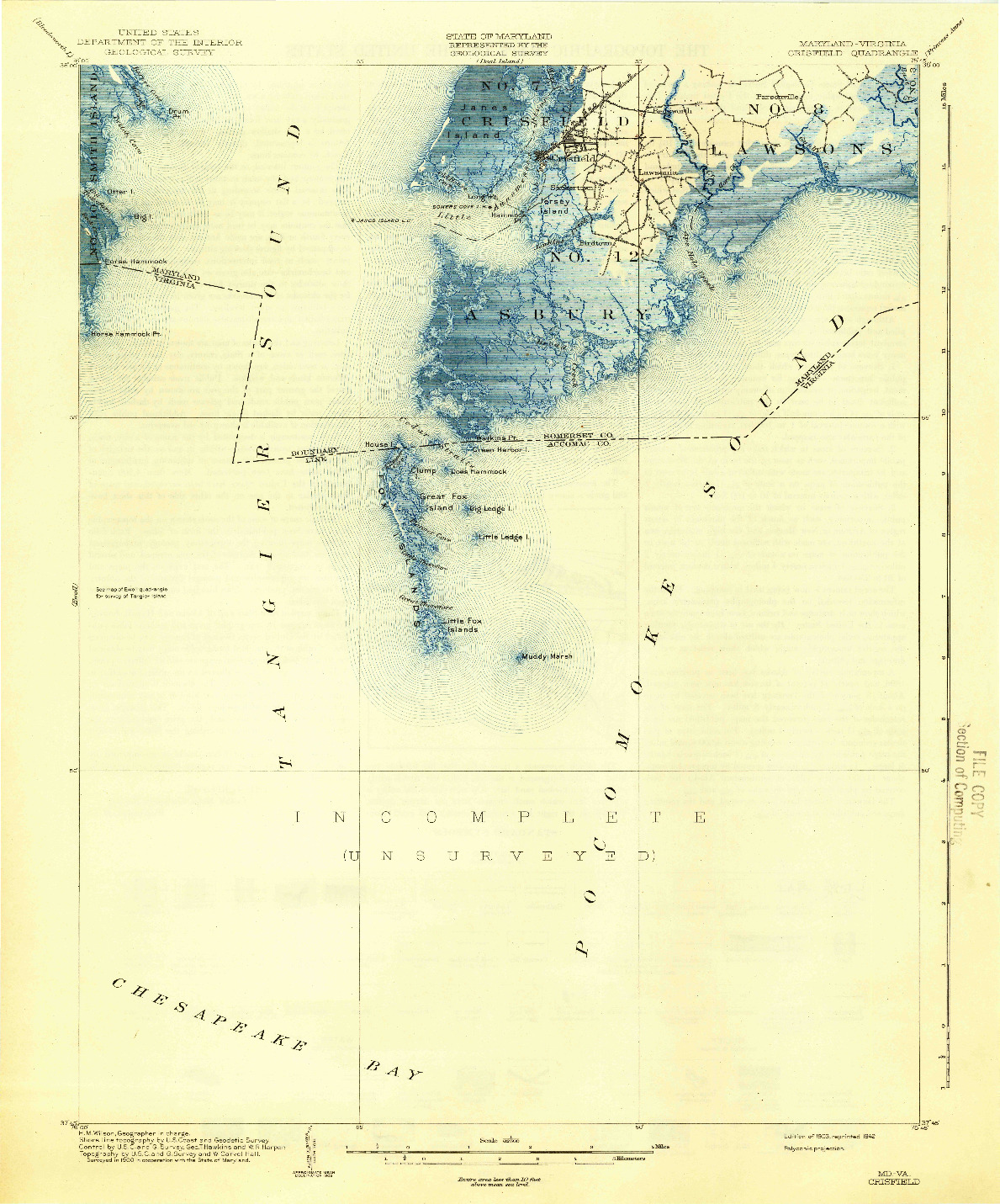 USGS 1:62500-SCALE QUADRANGLE FOR CRISFIELD, MD 1903