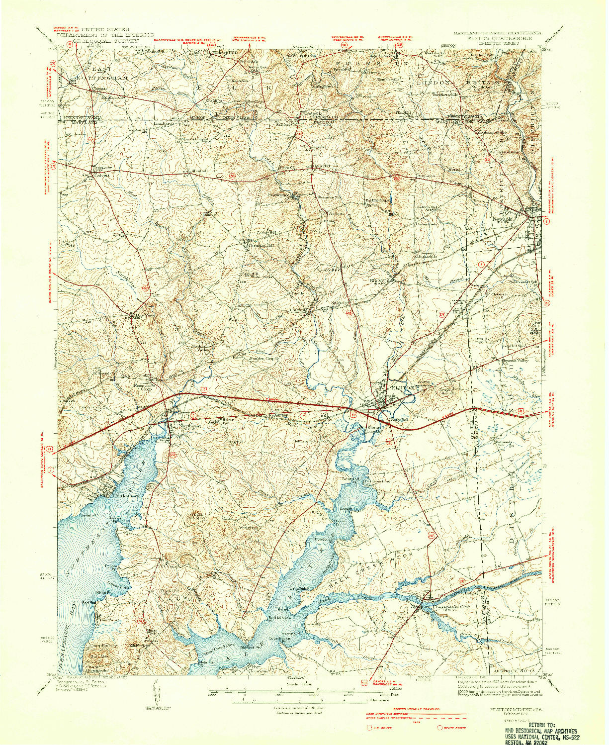 USGS 1:62500-SCALE QUADRANGLE FOR ELKTON, MD 1942