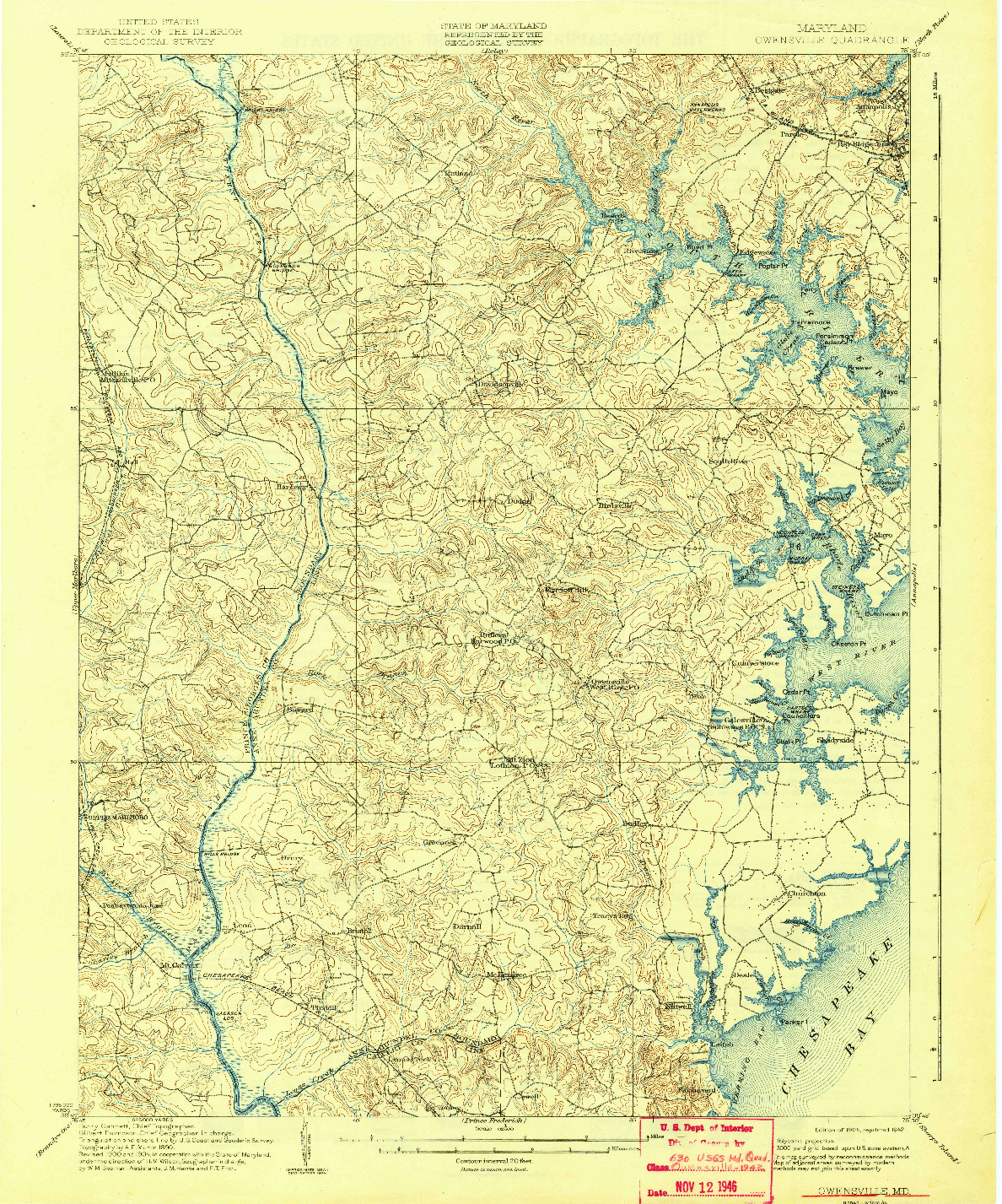 USGS 1:62500-SCALE QUADRANGLE FOR OWENSVILLE, MD 1905