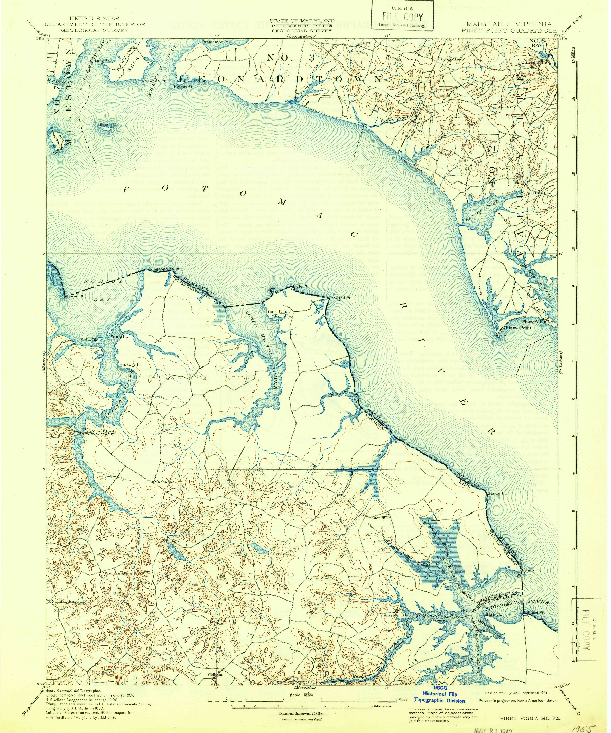 USGS 1:62500-SCALE QUADRANGLE FOR PINEY POINT, MD 1901