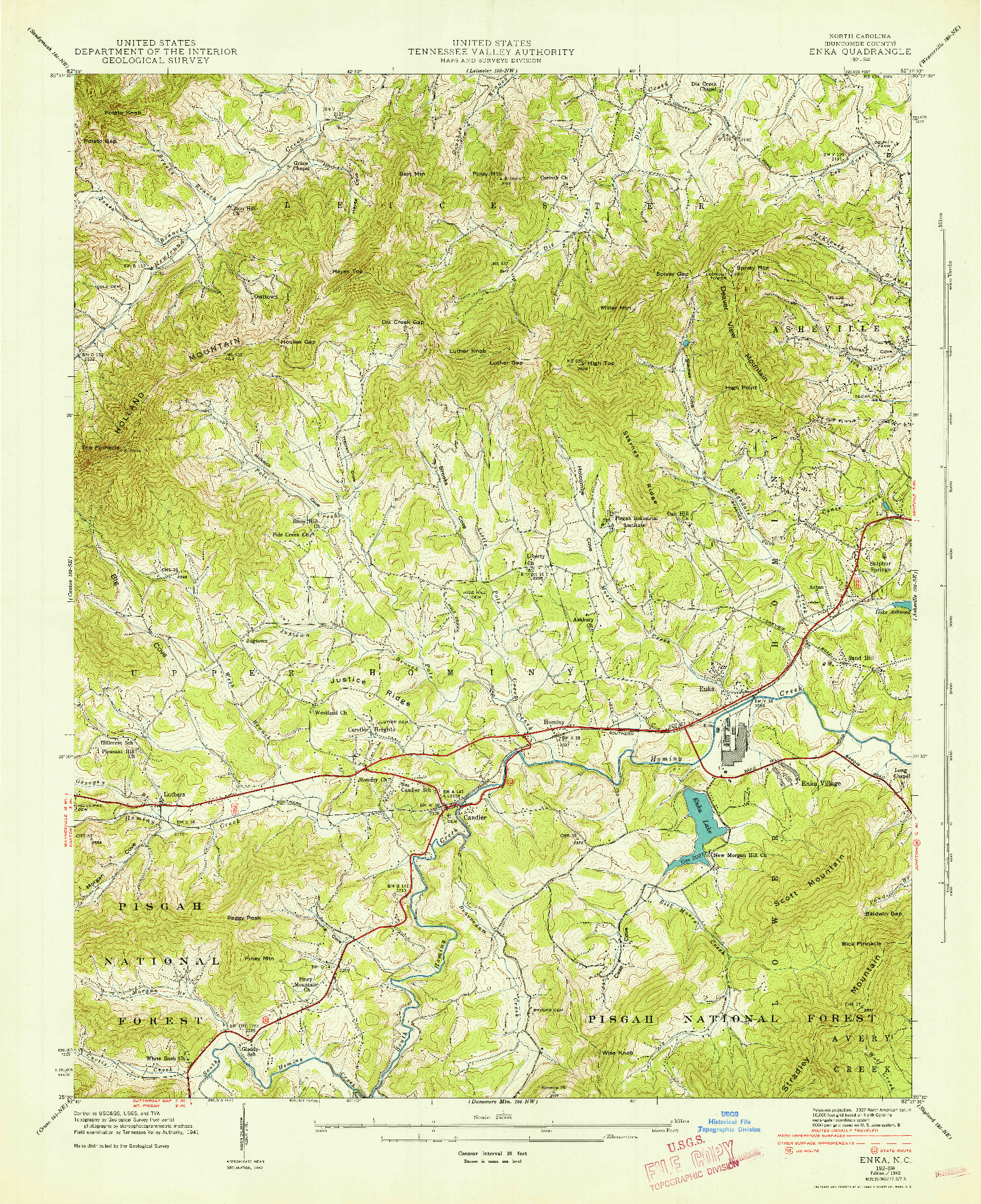 USGS 1:24000-SCALE QUADRANGLE FOR ENKA, NC 1942