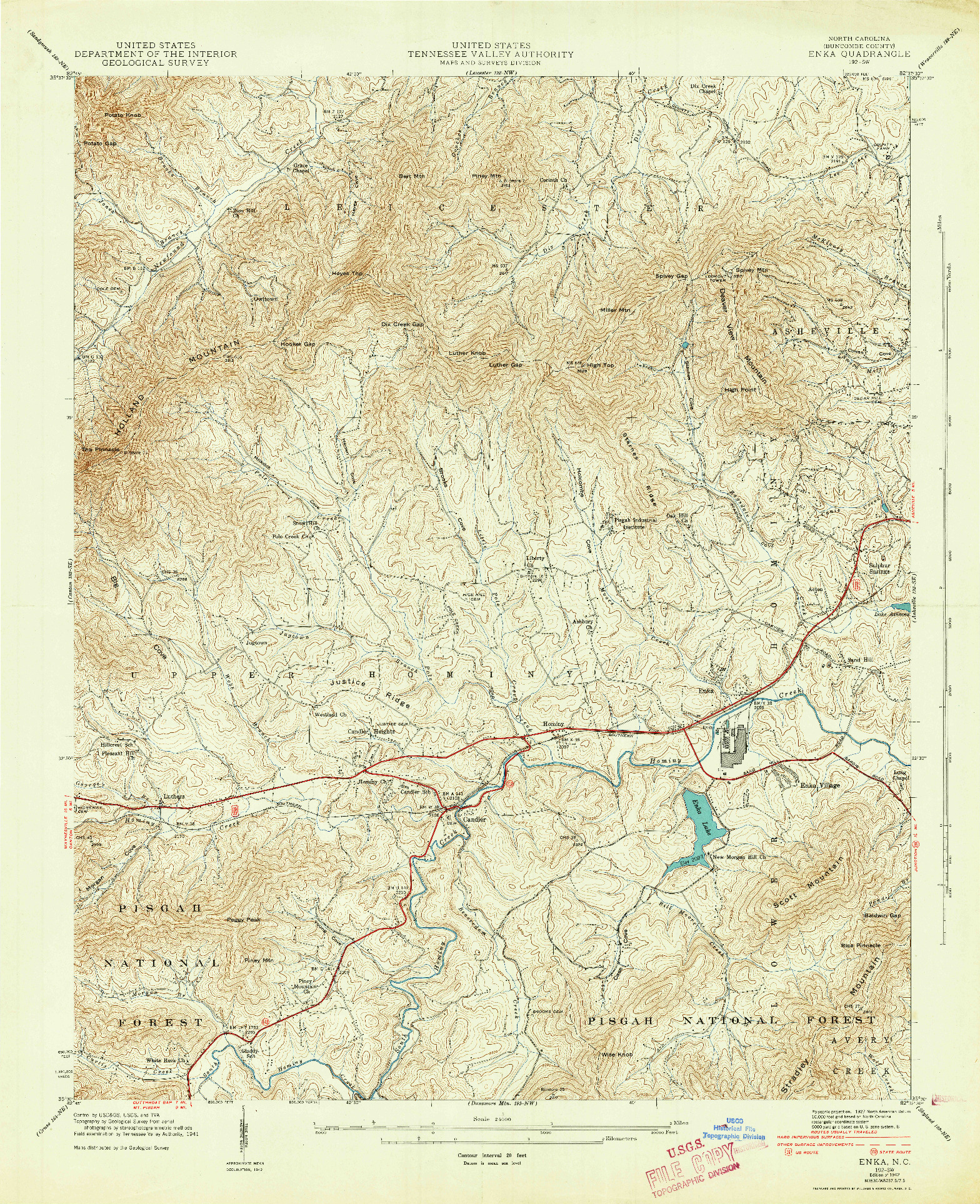 USGS 1:24000-SCALE QUADRANGLE FOR ENKA, NC 1942