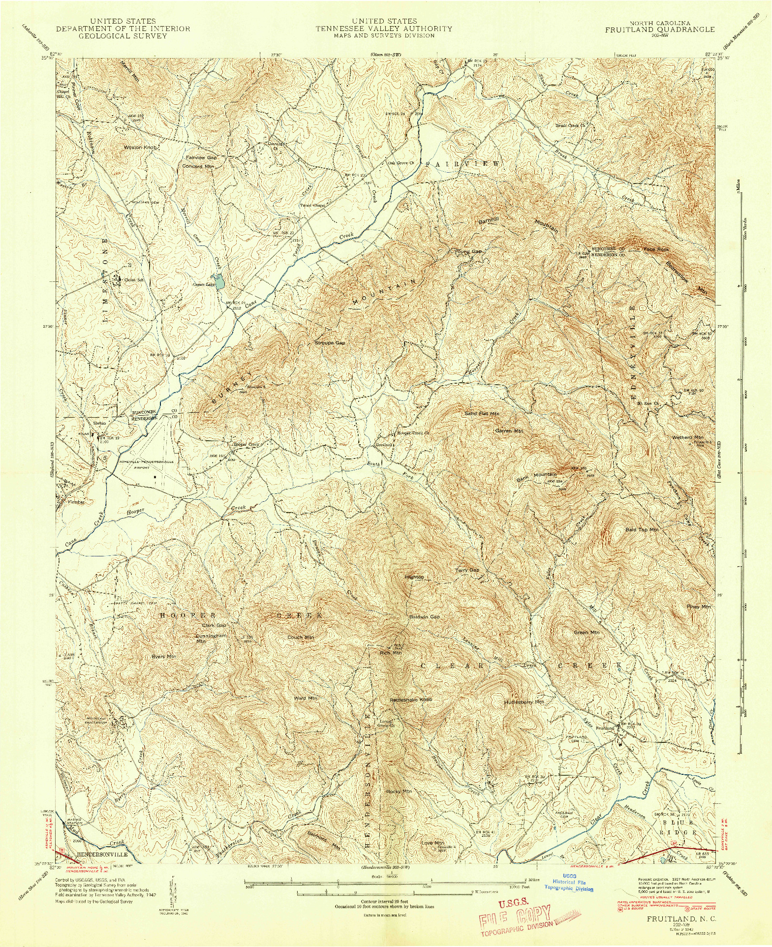 USGS 1:24000-SCALE QUADRANGLE FOR FRUITLAND, NC 1942