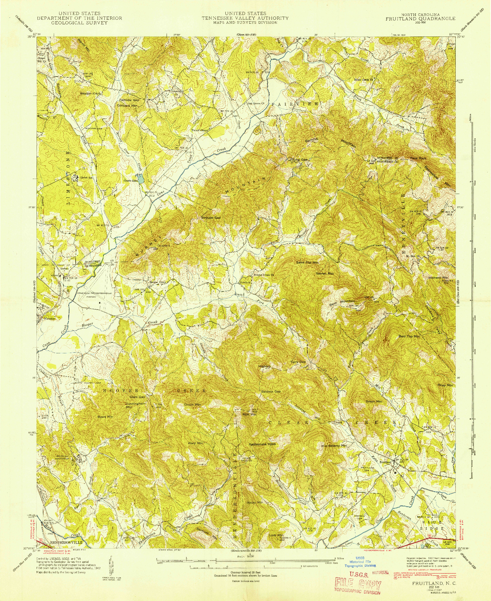 USGS 1:24000-SCALE QUADRANGLE FOR FRUITLAND, NC 1942