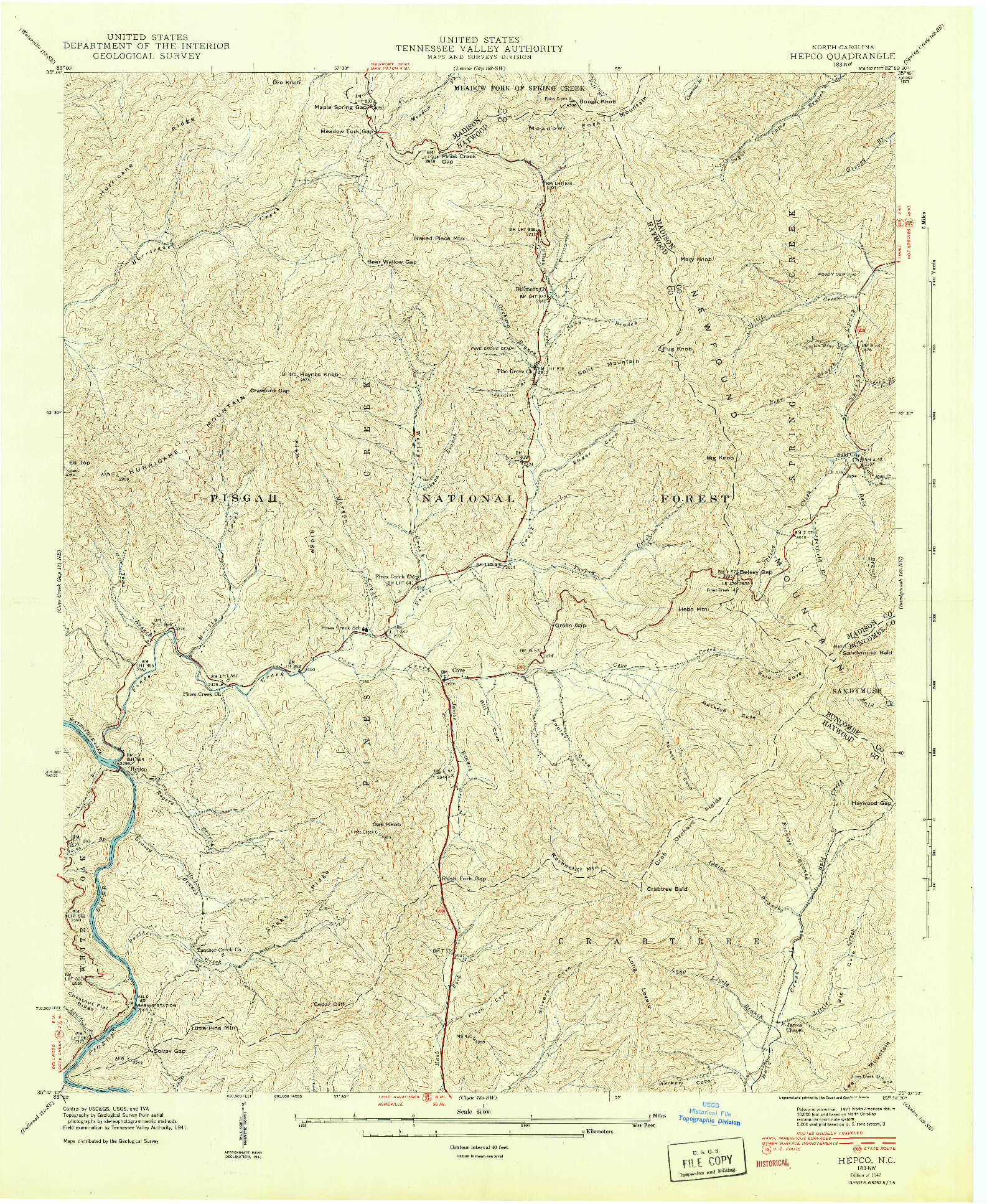 USGS 1:24000-SCALE QUADRANGLE FOR HEPCO, NC 1942