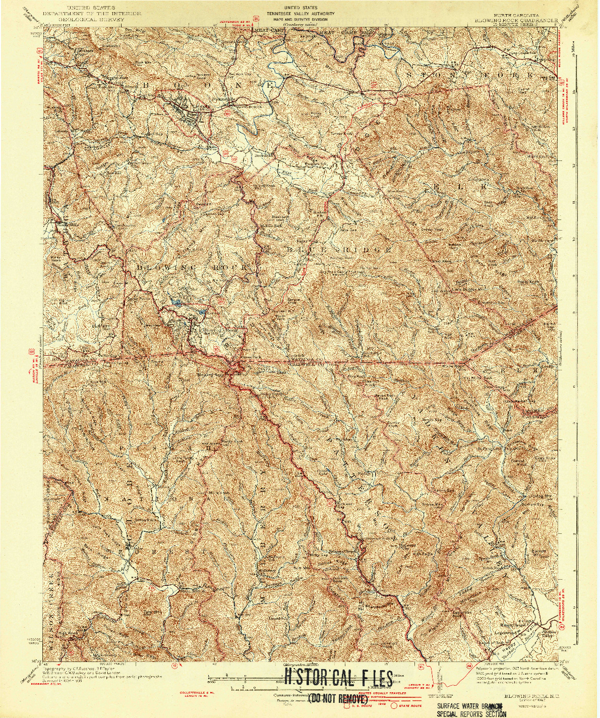 USGS 1:62500-SCALE QUADRANGLE FOR BLOWING ROCK, NC 1942