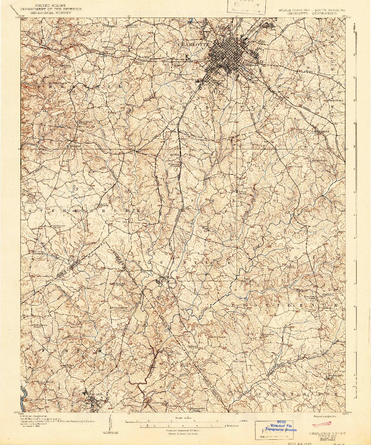 USGS 1:62500-SCALE QUADRANGLE FOR CHARLOTTE, NC 1907