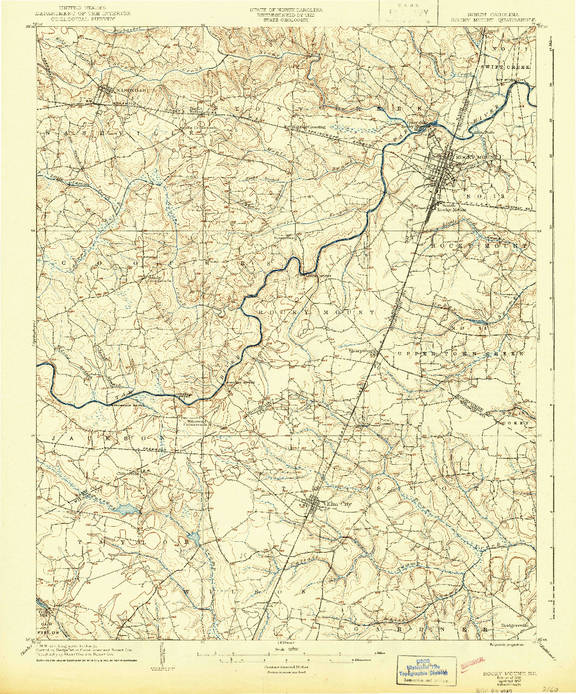 USGS 1:62500-SCALE QUADRANGLE FOR ROCKY MOUNT, NC 1904