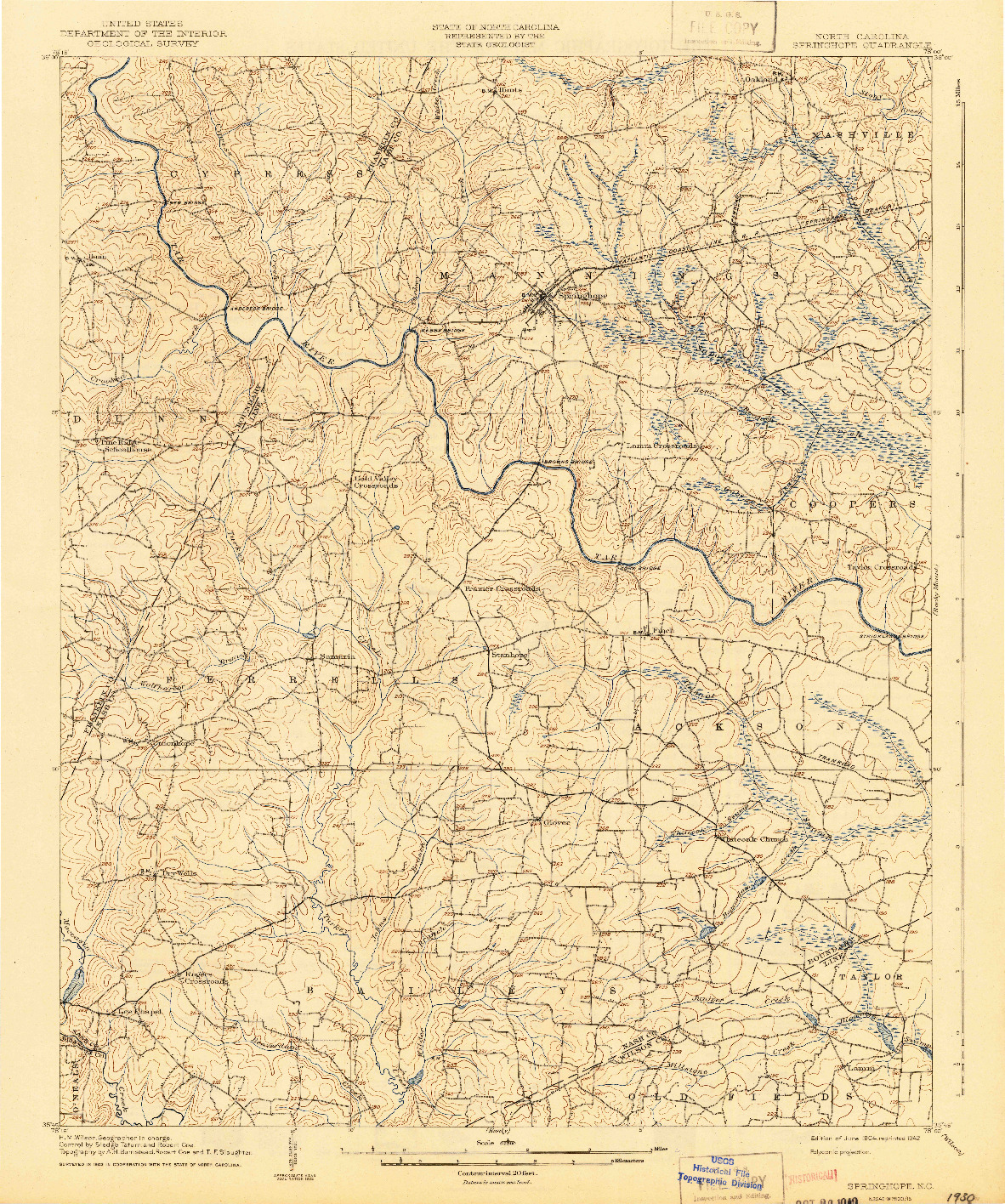 USGS 1:62500-SCALE QUADRANGLE FOR SPRINGHOPE, NC 1904