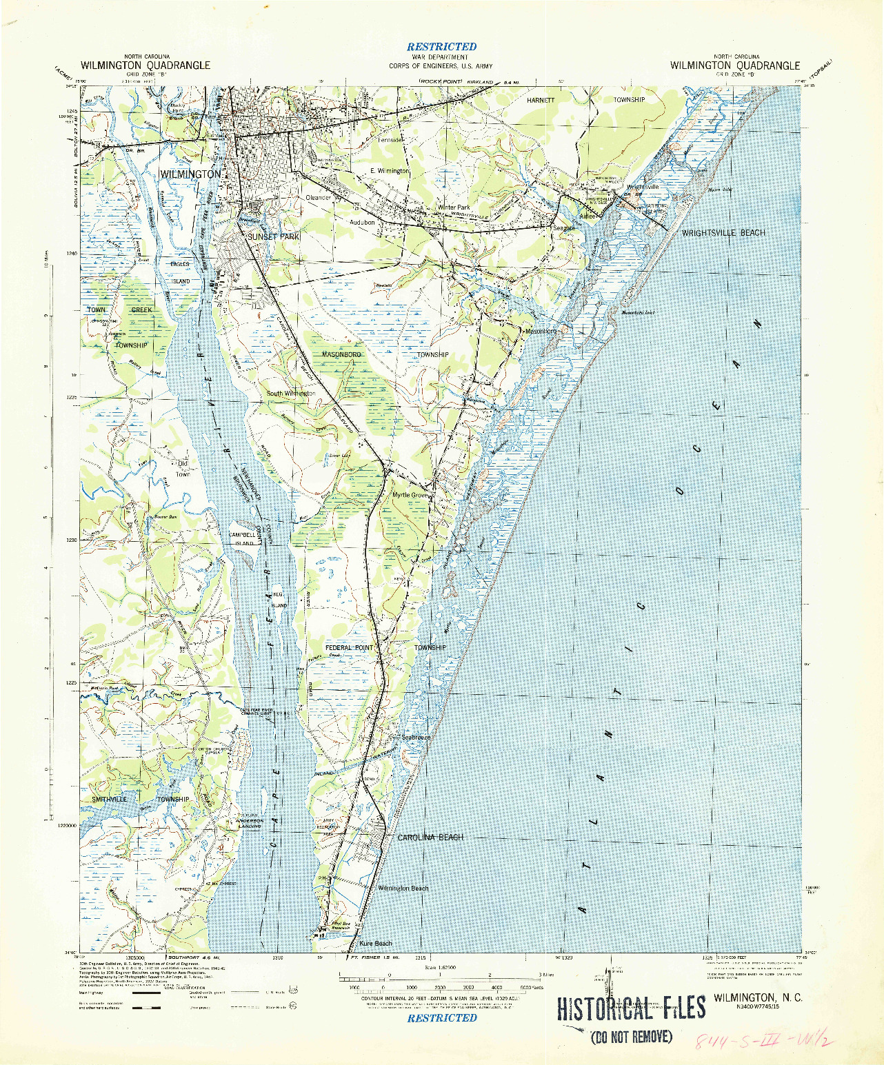 USGS 1:62500-SCALE QUADRANGLE FOR WILMINGTON, NC 1942