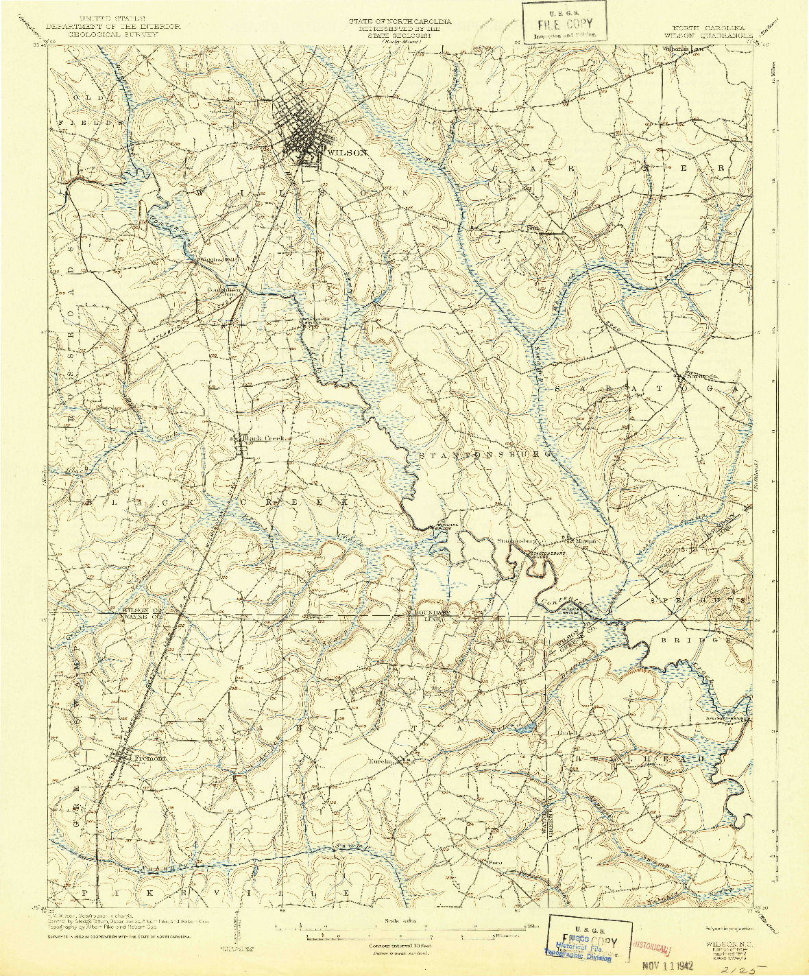 USGS 1:62500-SCALE QUADRANGLE FOR WILSON, NC 1904