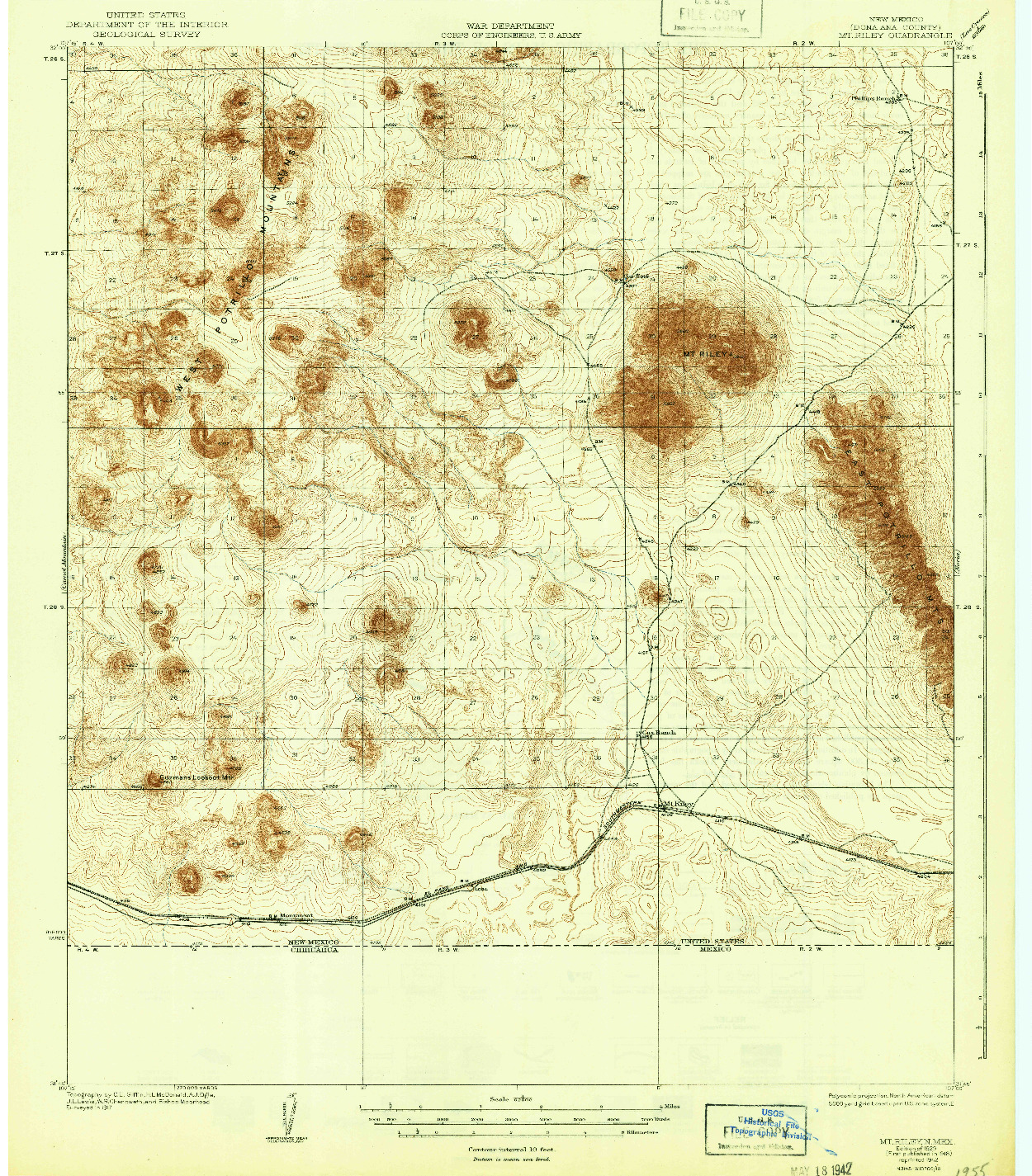 USGS 1:62500-SCALE QUADRANGLE FOR MT. RILEY, NM 1929