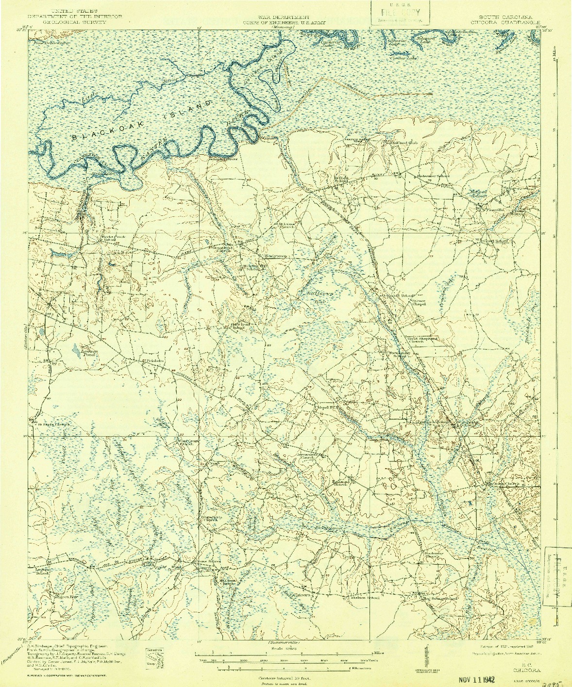 USGS 1:62500-SCALE QUADRANGLE FOR CHICORA, SC 1921