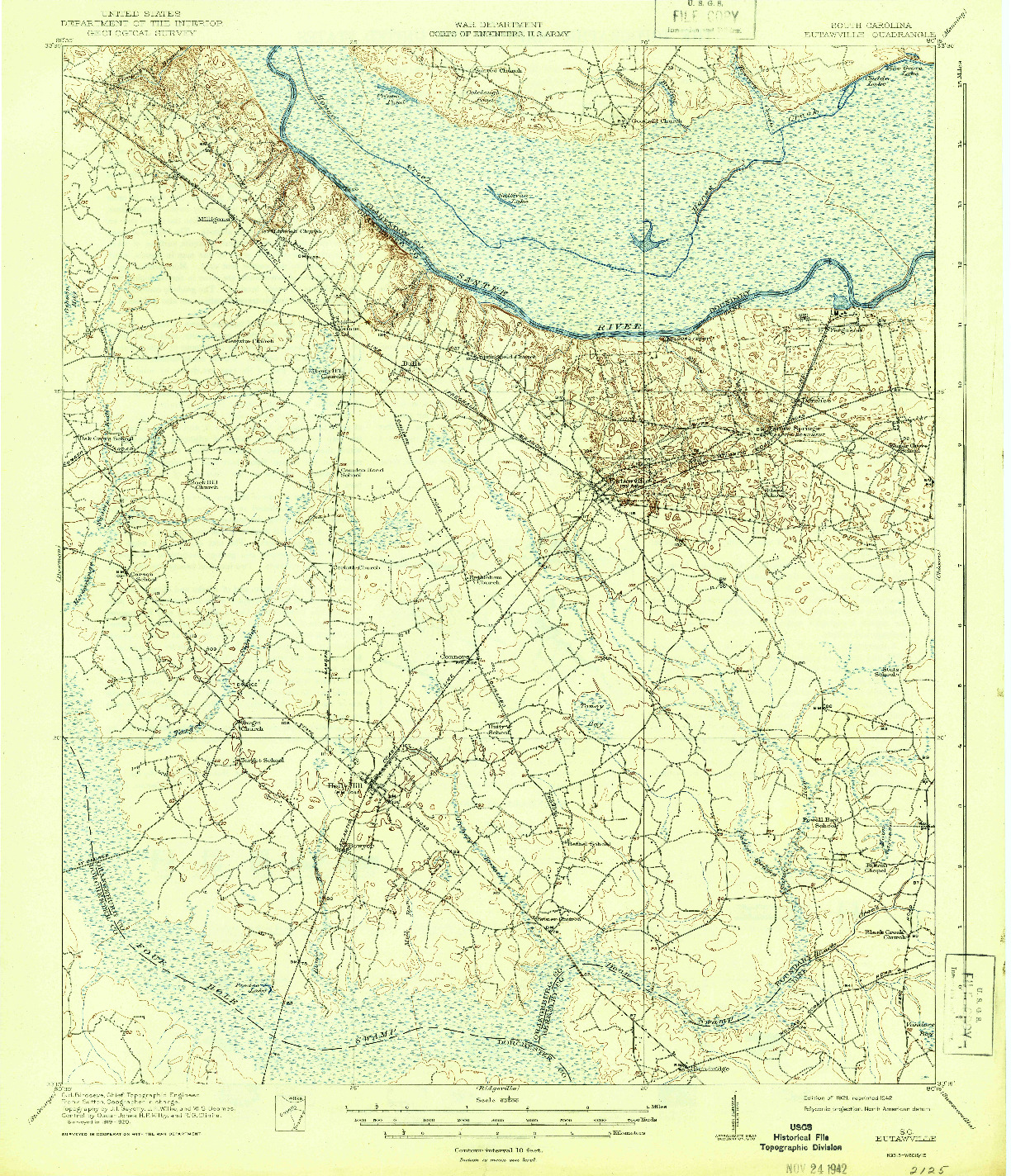 USGS 1:62500-SCALE QUADRANGLE FOR EUTAWVILLE, SC 1921