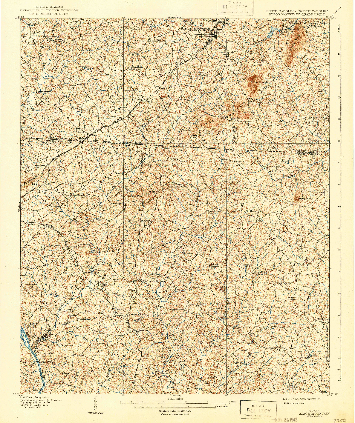 USGS 1:62500-SCALE QUADRANGLE FOR KINGS MOUNTAIN, SC 1908