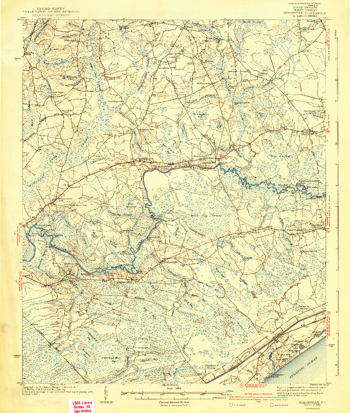 USGS 1:62500-SCALE QUADRANGLE FOR NIXONVILLE, SC 1942