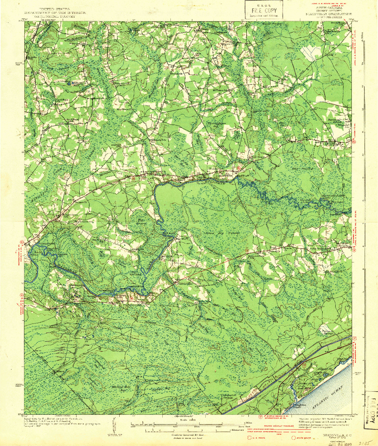 USGS 1:62500-SCALE QUADRANGLE FOR NIXONVILLE, SC 1942