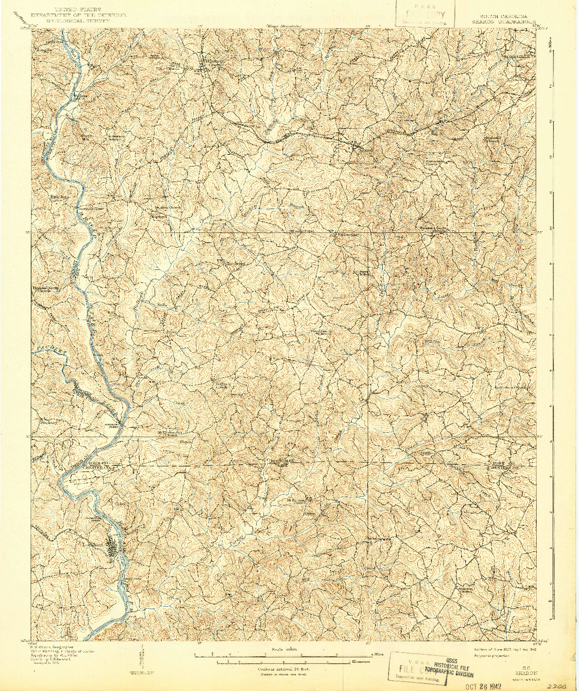 USGS 1:62500-SCALE QUADRANGLE FOR SHARON, SC 1907