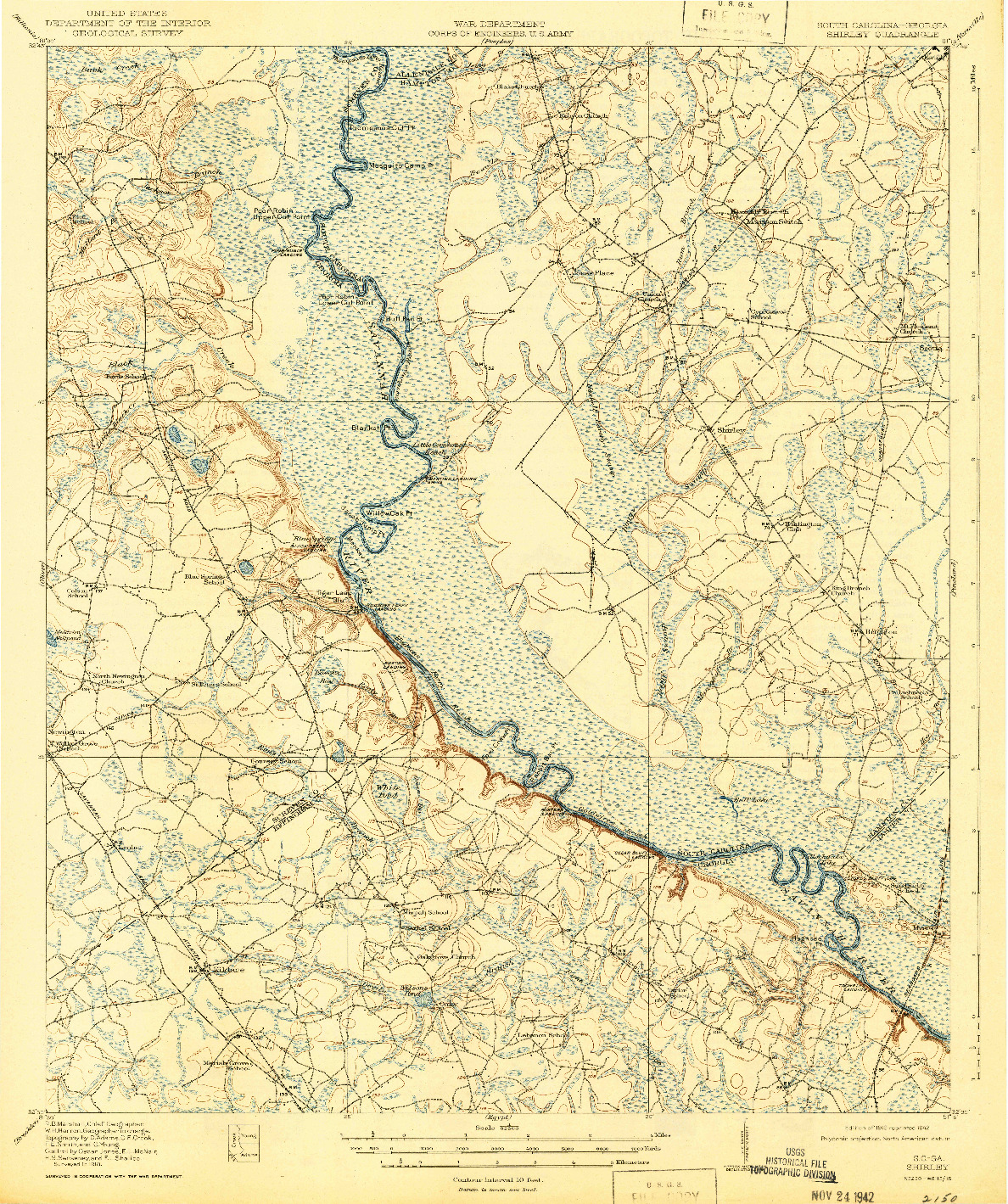 USGS 1:62500-SCALE QUADRANGLE FOR SHIRLEY, SC 1919