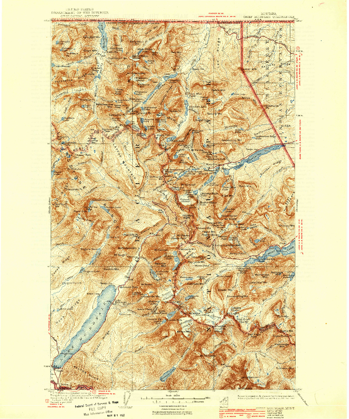 USGS 1:125000-SCALE QUADRANGLE FOR CHIEF MOUNTAIN, MT 1904