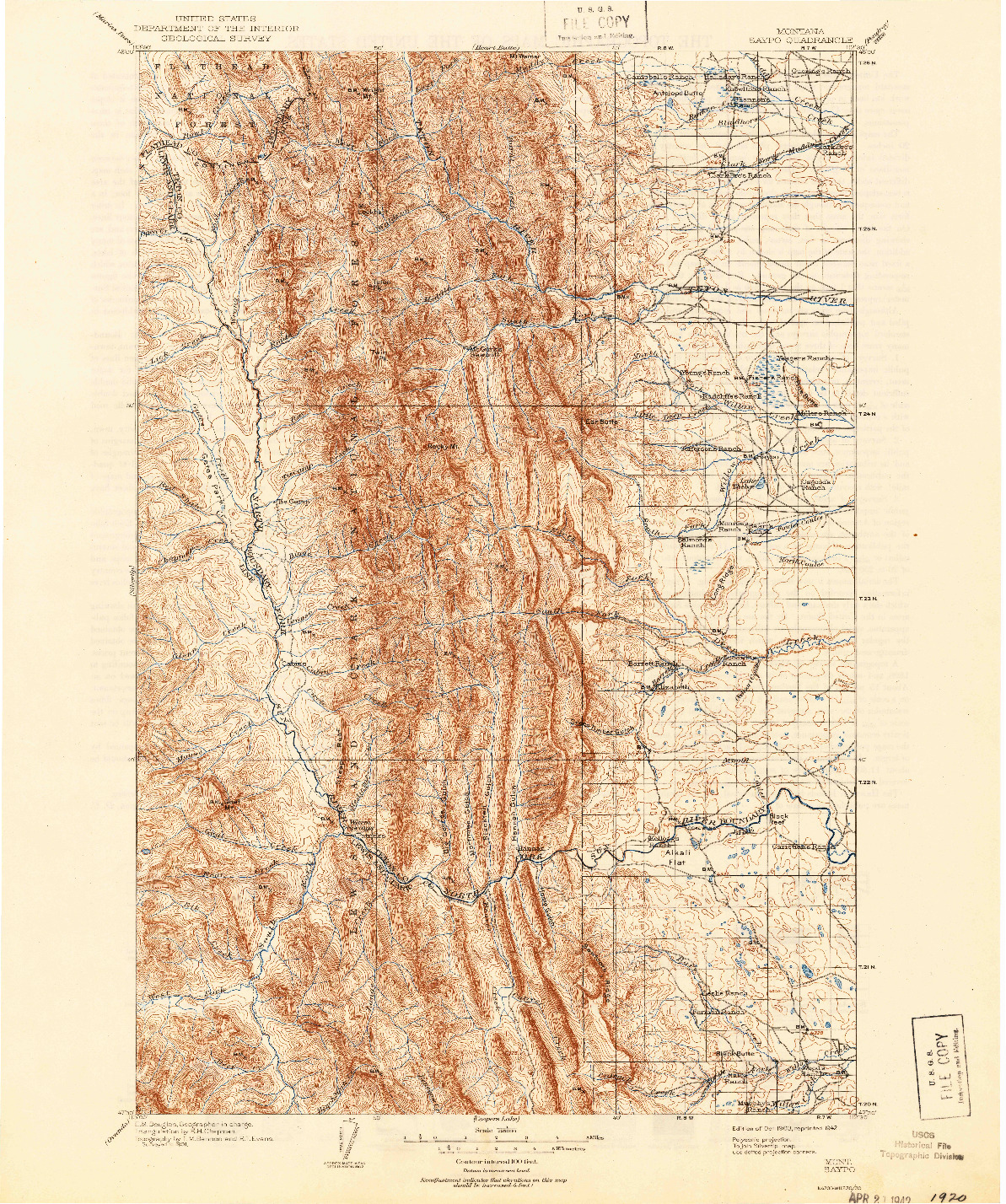 USGS 1:125000-SCALE QUADRANGLE FOR SAYPO, MT 1903