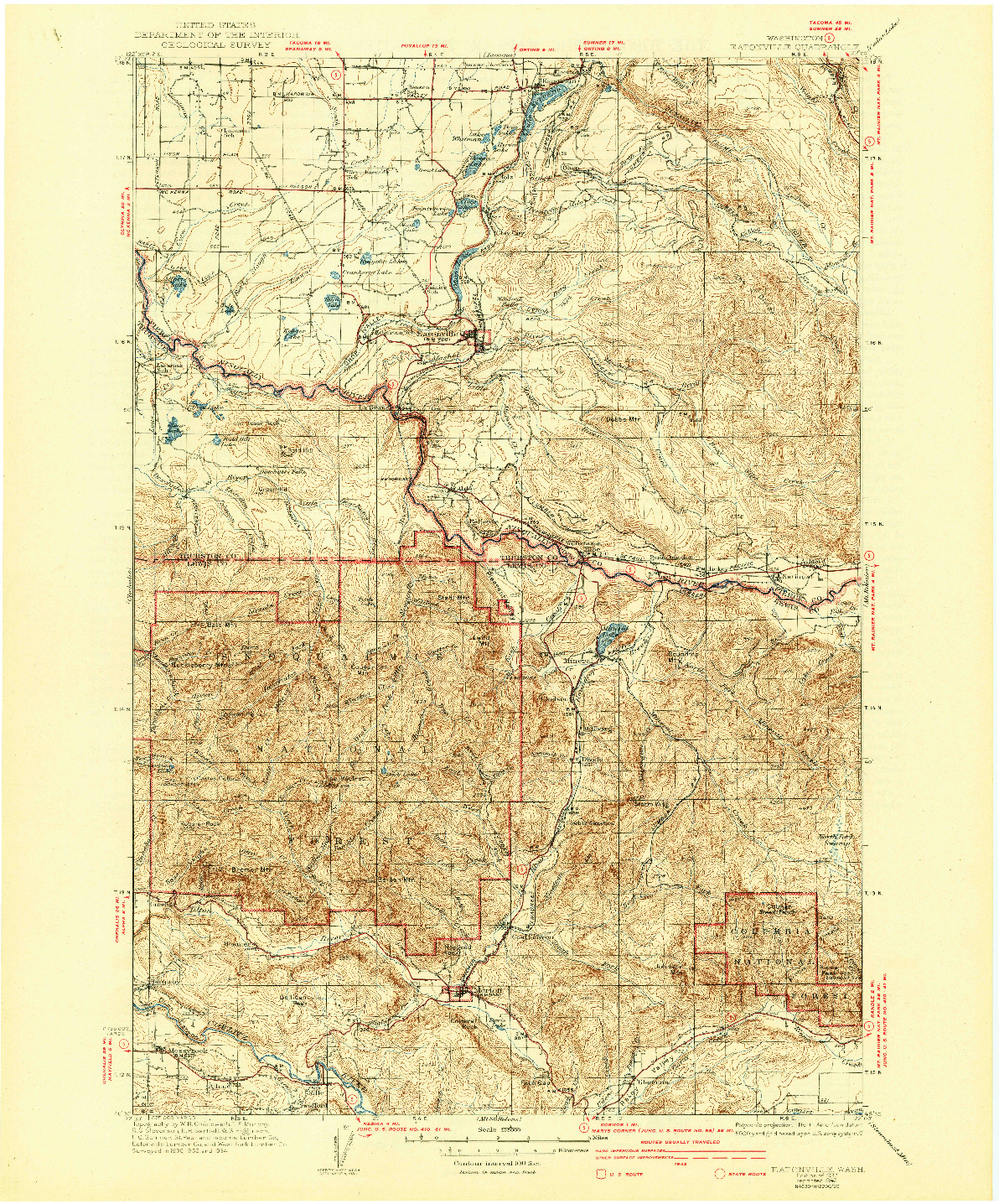USGS 1:125000-SCALE QUADRANGLE FOR EATONVILLE, WA 1937