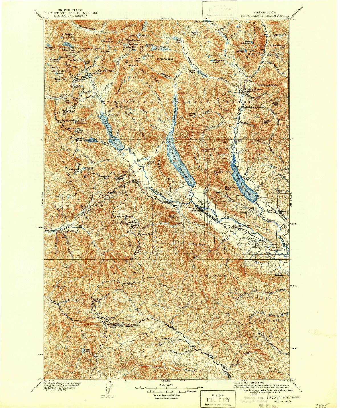 USGS 1:125000-SCALE QUADRANGLE FOR SNOQUALMIE, WA 1903