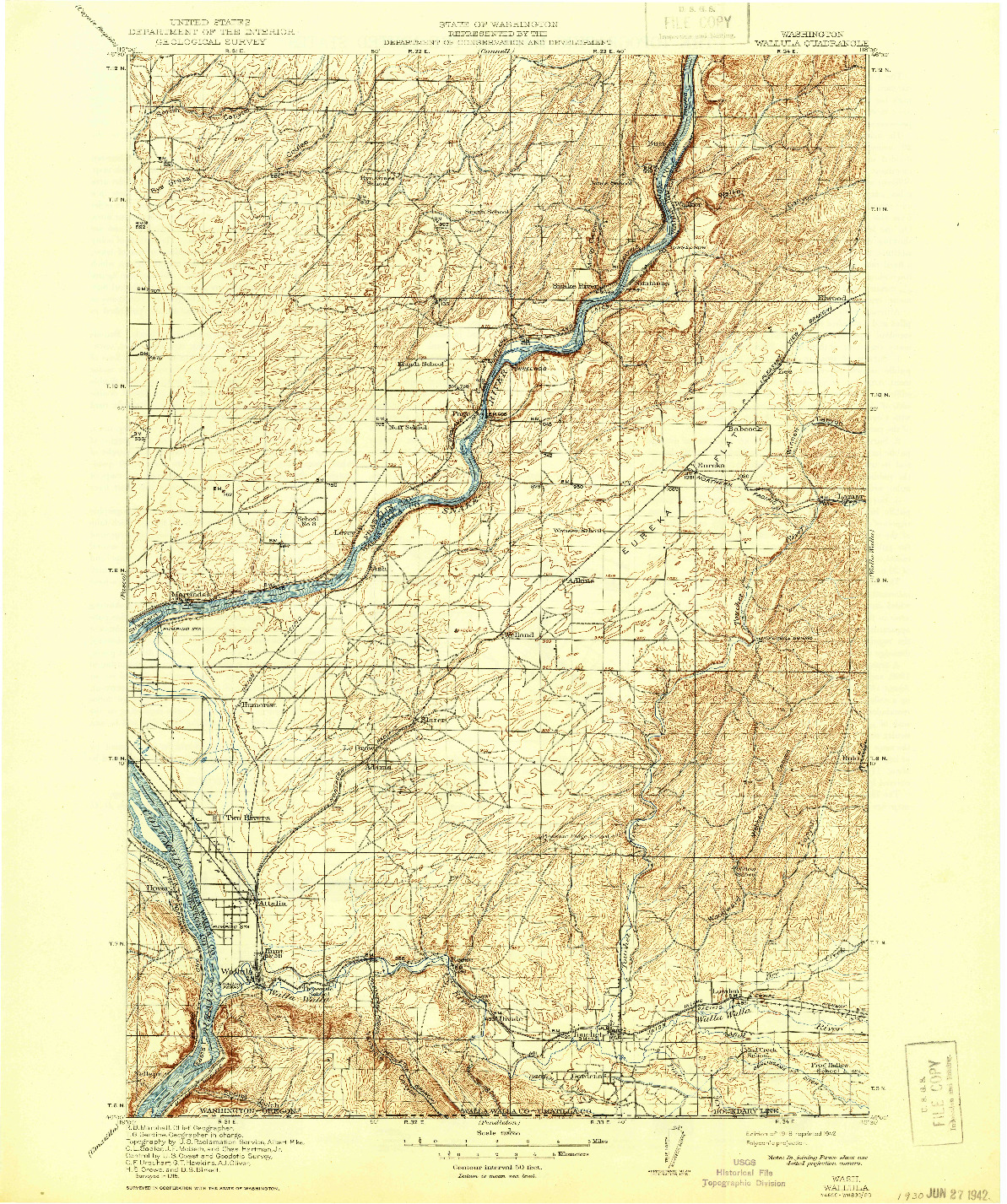 USGS 1:125000-SCALE QUADRANGLE FOR WALLULA, WA 1918