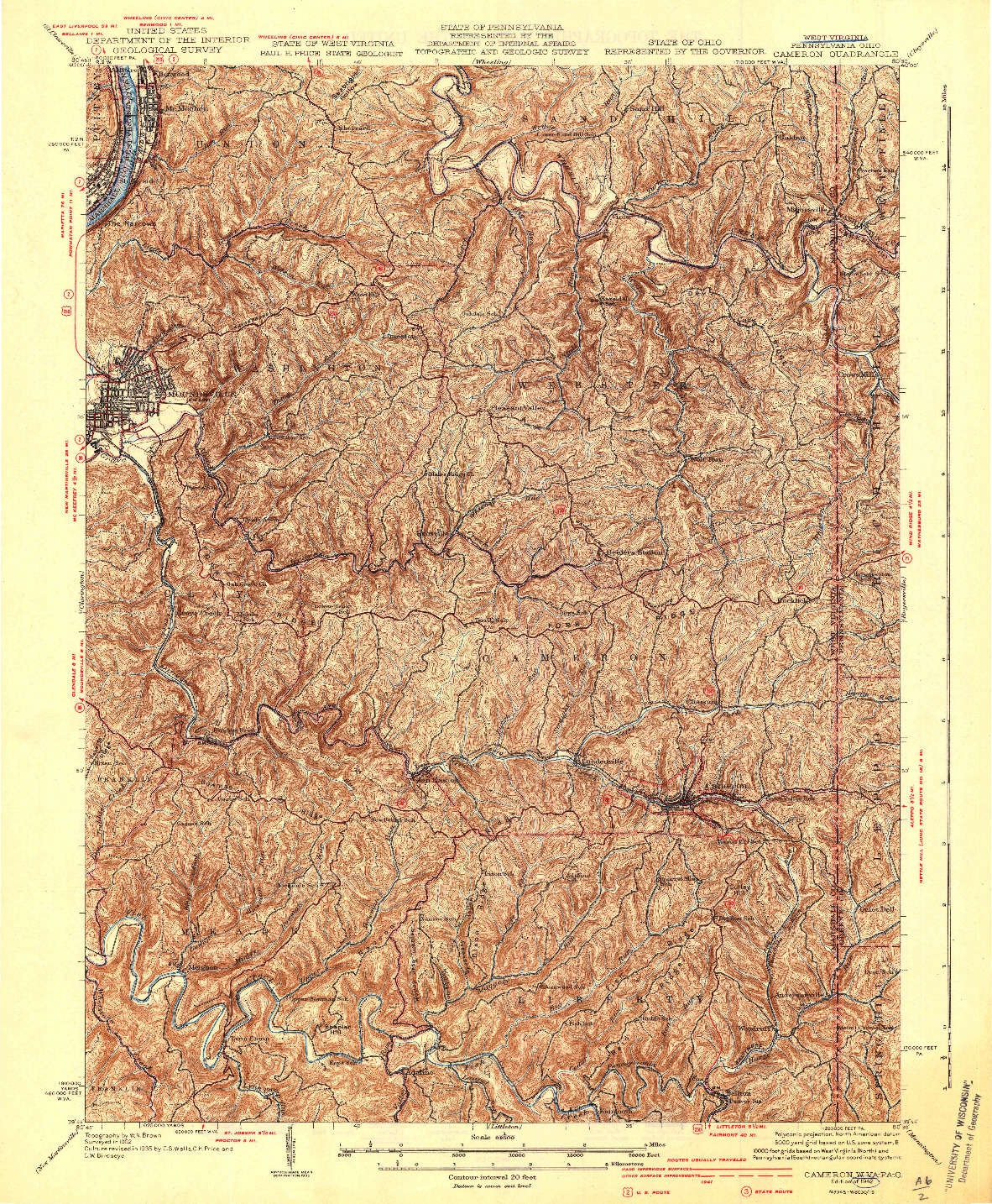 USGS 1:62500-SCALE QUADRANGLE FOR CAMERON, WV 1942