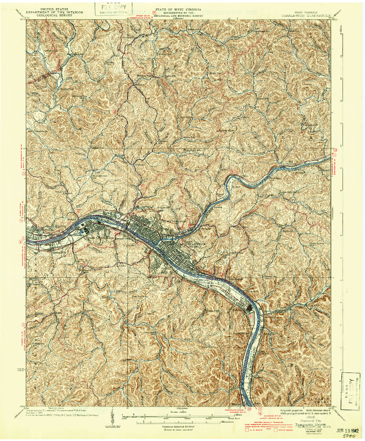 USGS 1:62500-SCALE QUADRANGLE FOR CHARLESTON, WV 1935