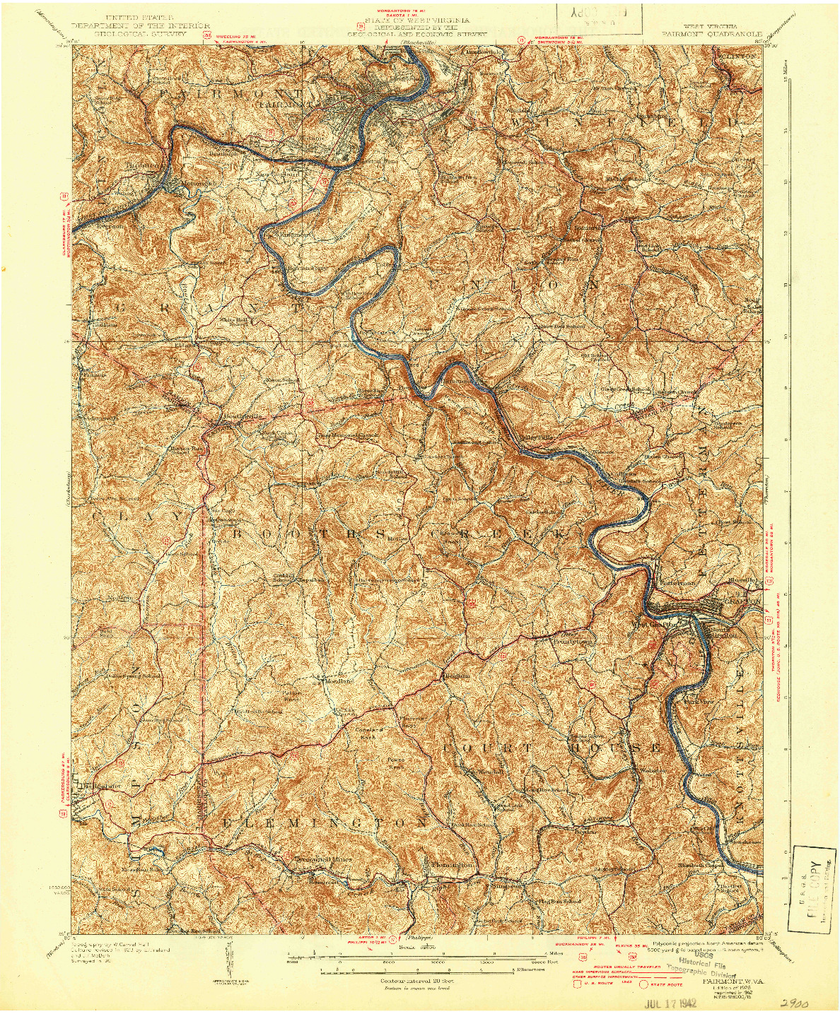USGS 1:62500-SCALE QUADRANGLE FOR FAIRMONT, WV 1926