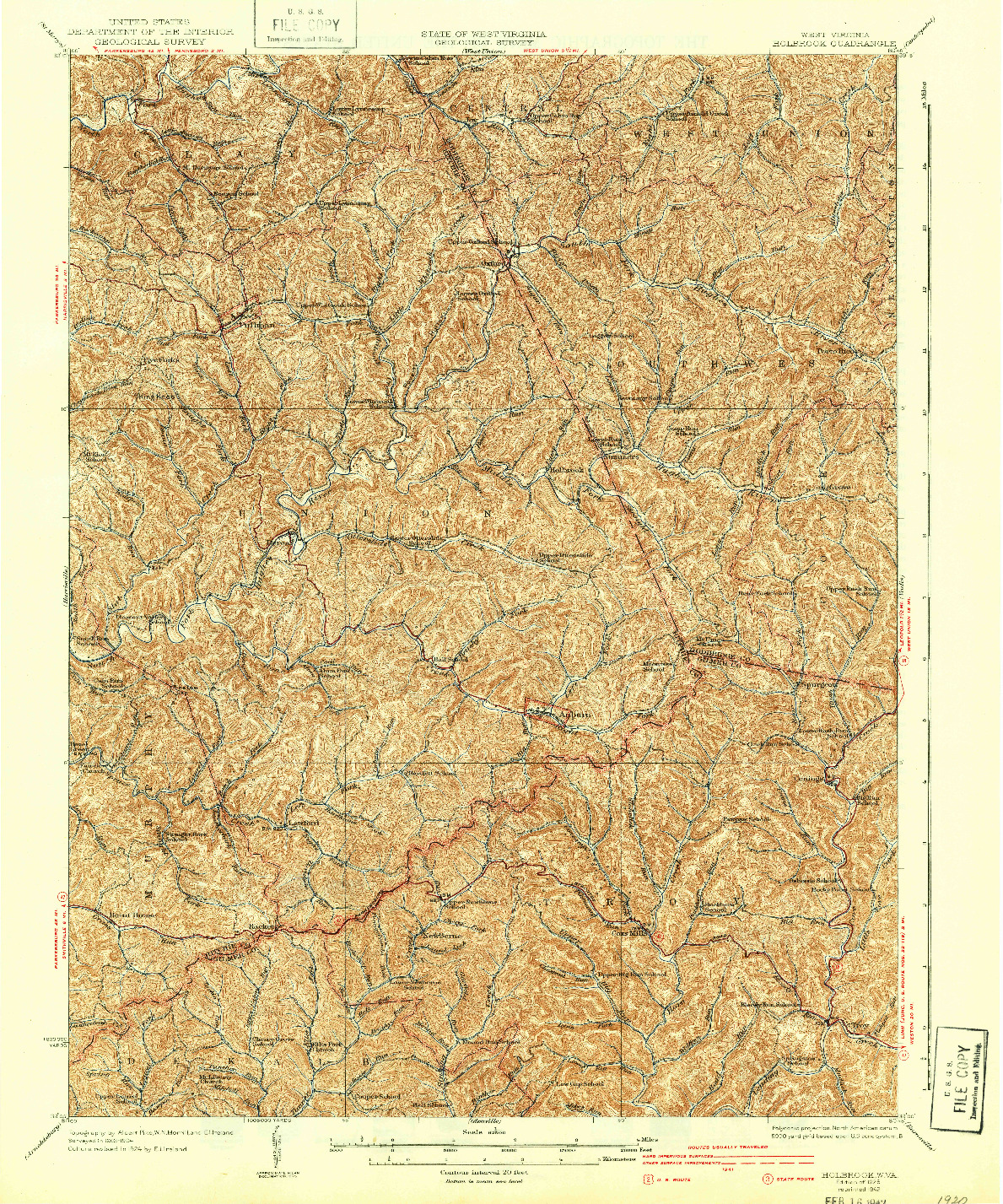 USGS 1:62500-SCALE QUADRANGLE FOR HOLBROOK, WV 1926