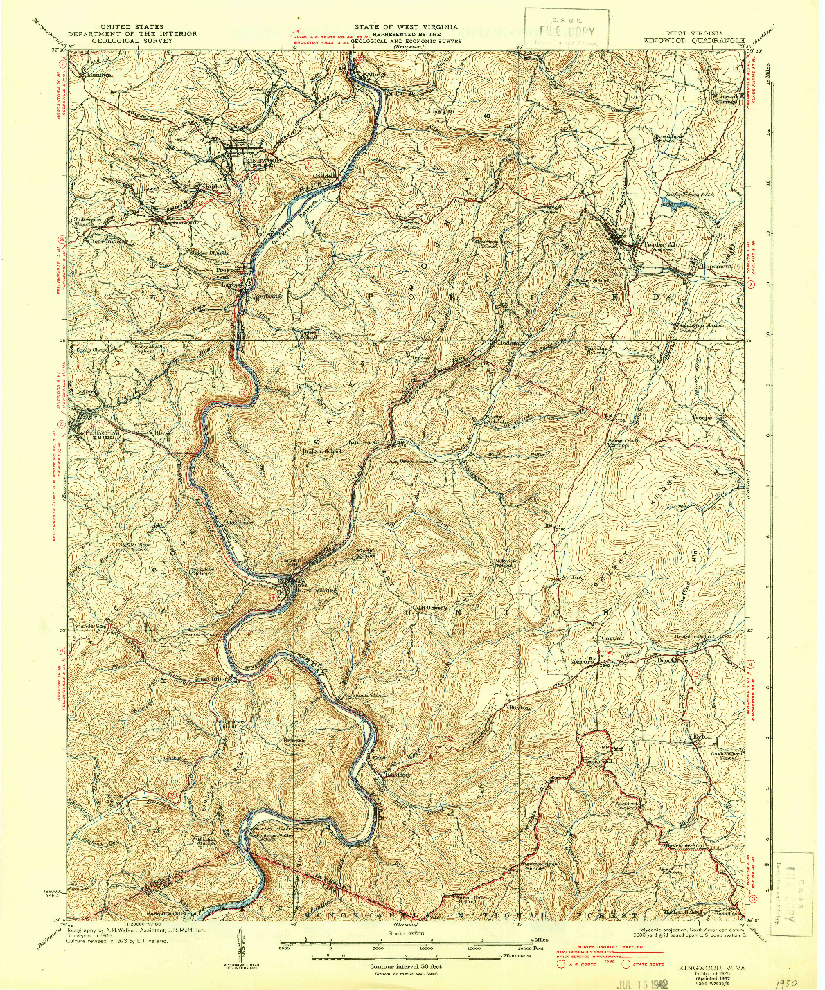 USGS 1:62500-SCALE QUADRANGLE FOR KINGWOOD, WV 1925