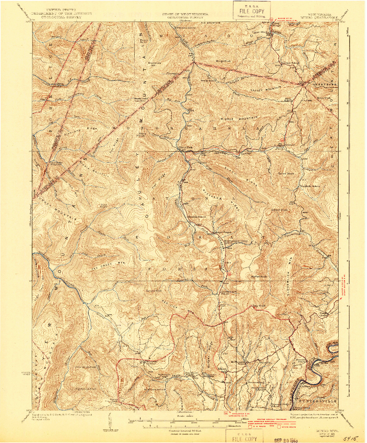 USGS 1:62500-SCALE QUADRANGLE FOR MINGO, WV 1925