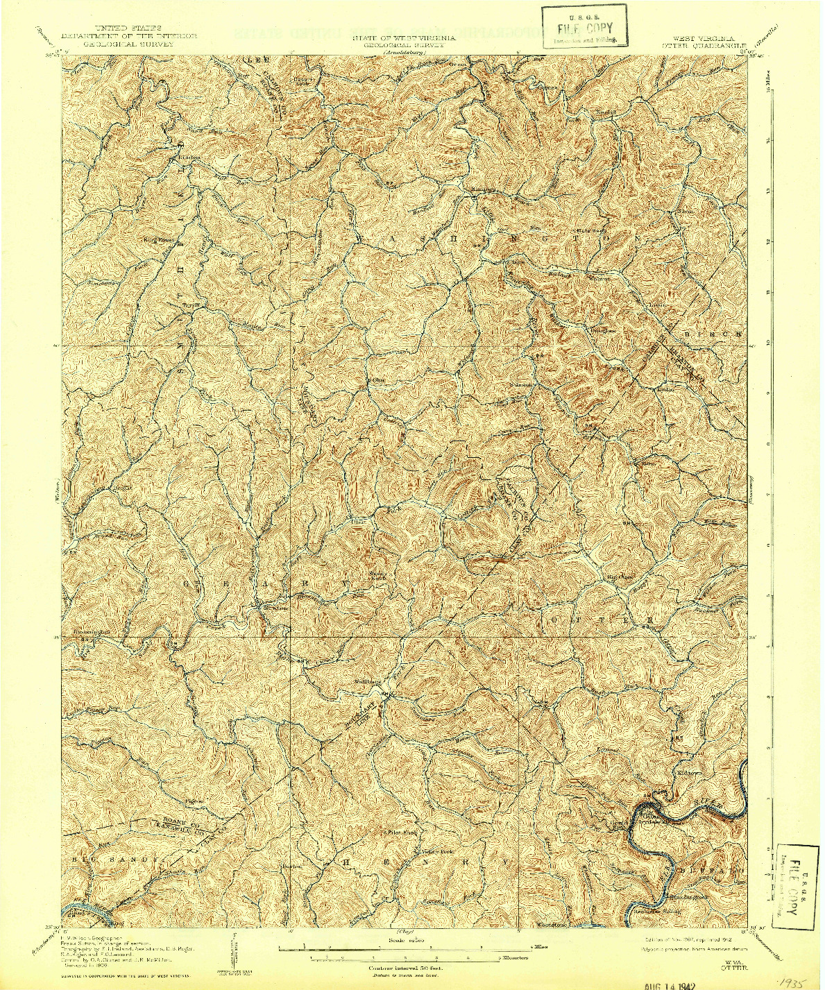 USGS 1:62500-SCALE QUADRANGLE FOR OTTER, WV 1907