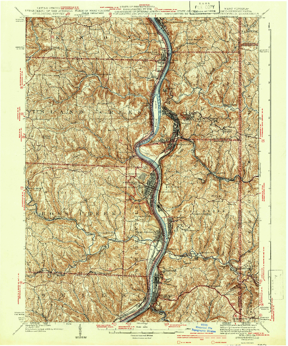 USGS 1:62500-SCALE QUADRANGLE FOR STEUBENVILLE, WV 1942
