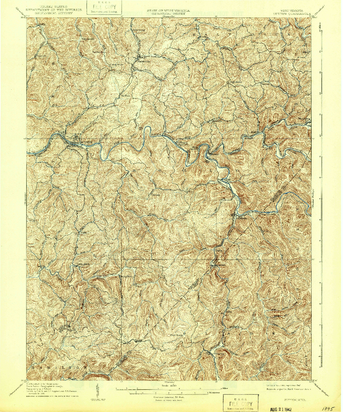 USGS 1:62500-SCALE QUADRANGLE FOR SUTTON, WV 1910