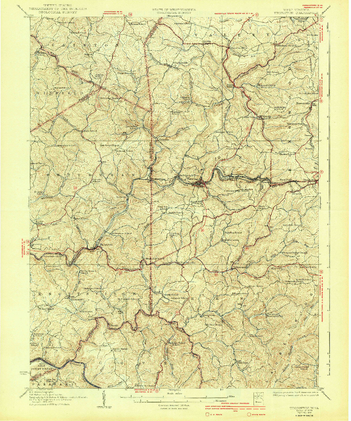 USGS 1:62500-SCALE QUADRANGLE FOR THORNTON, WV 1926