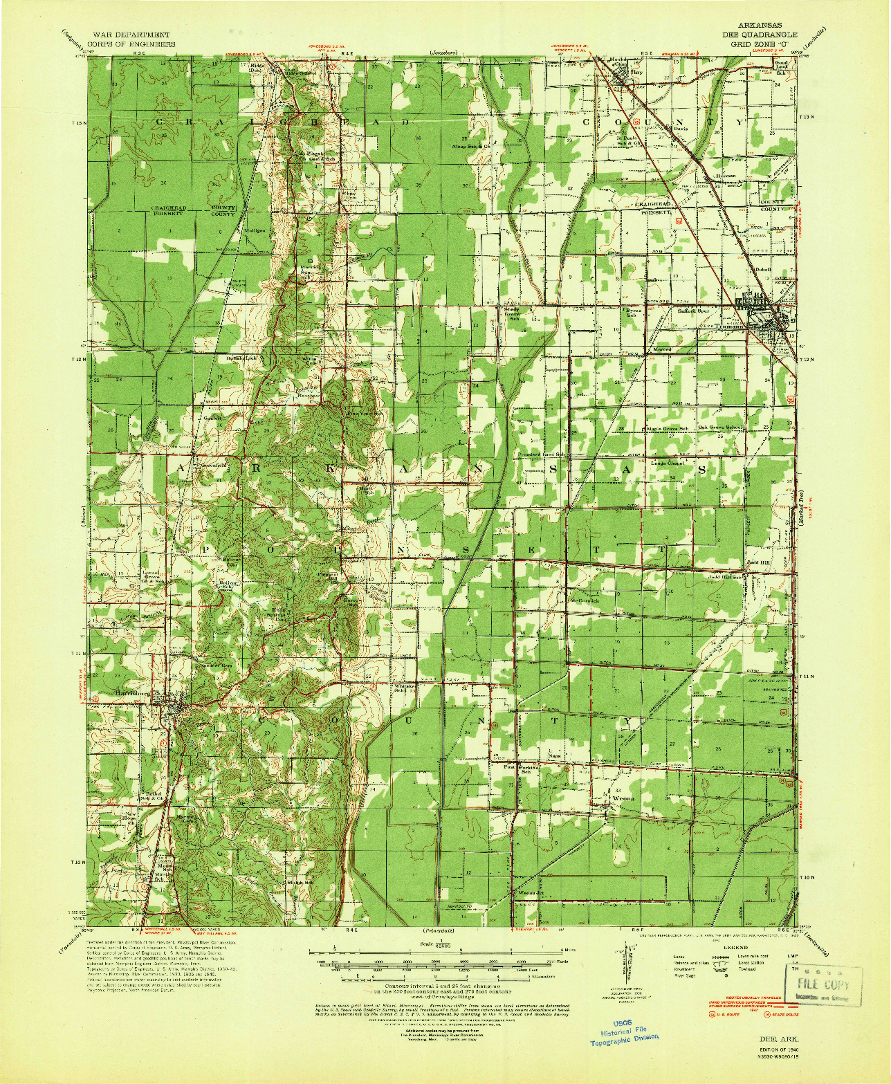 USGS 1:62500-SCALE QUADRANGLE FOR DEE, AR 1940