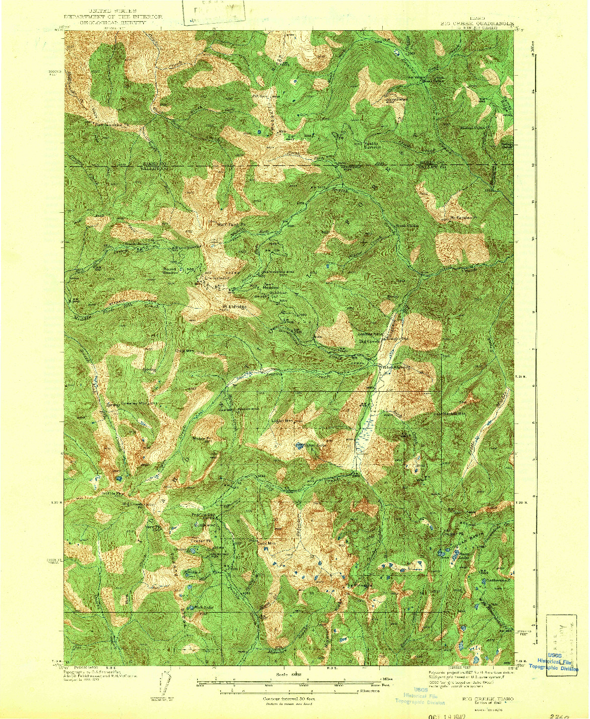 USGS 1:62500-SCALE QUADRANGLE FOR BIG CREEK, ID 1942