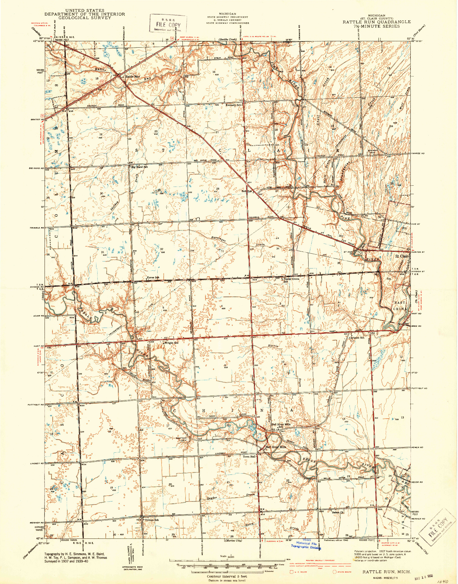 USGS 1:24000-SCALE QUADRANGLE FOR RATTLE RUN, MI 1942