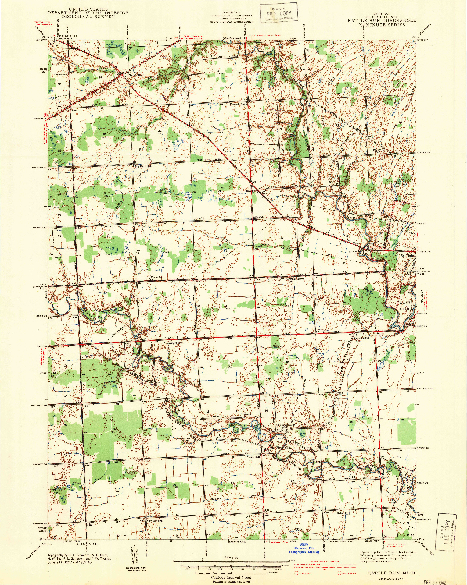 USGS 1:24000-SCALE QUADRANGLE FOR RATTLE RUN, MI 1942