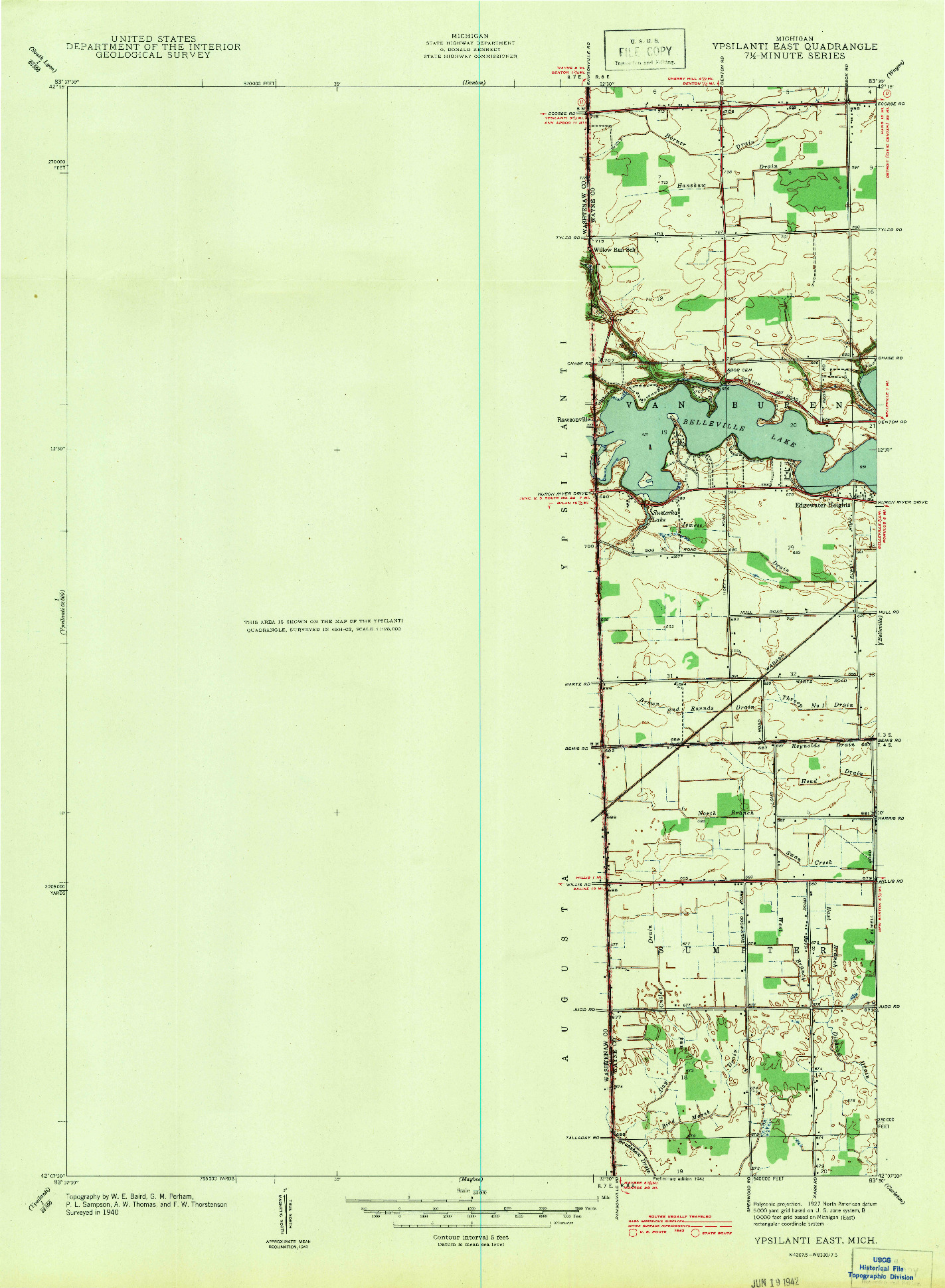 USGS 1:24000-SCALE QUADRANGLE FOR YPSILANTI EAST, MI 1942
