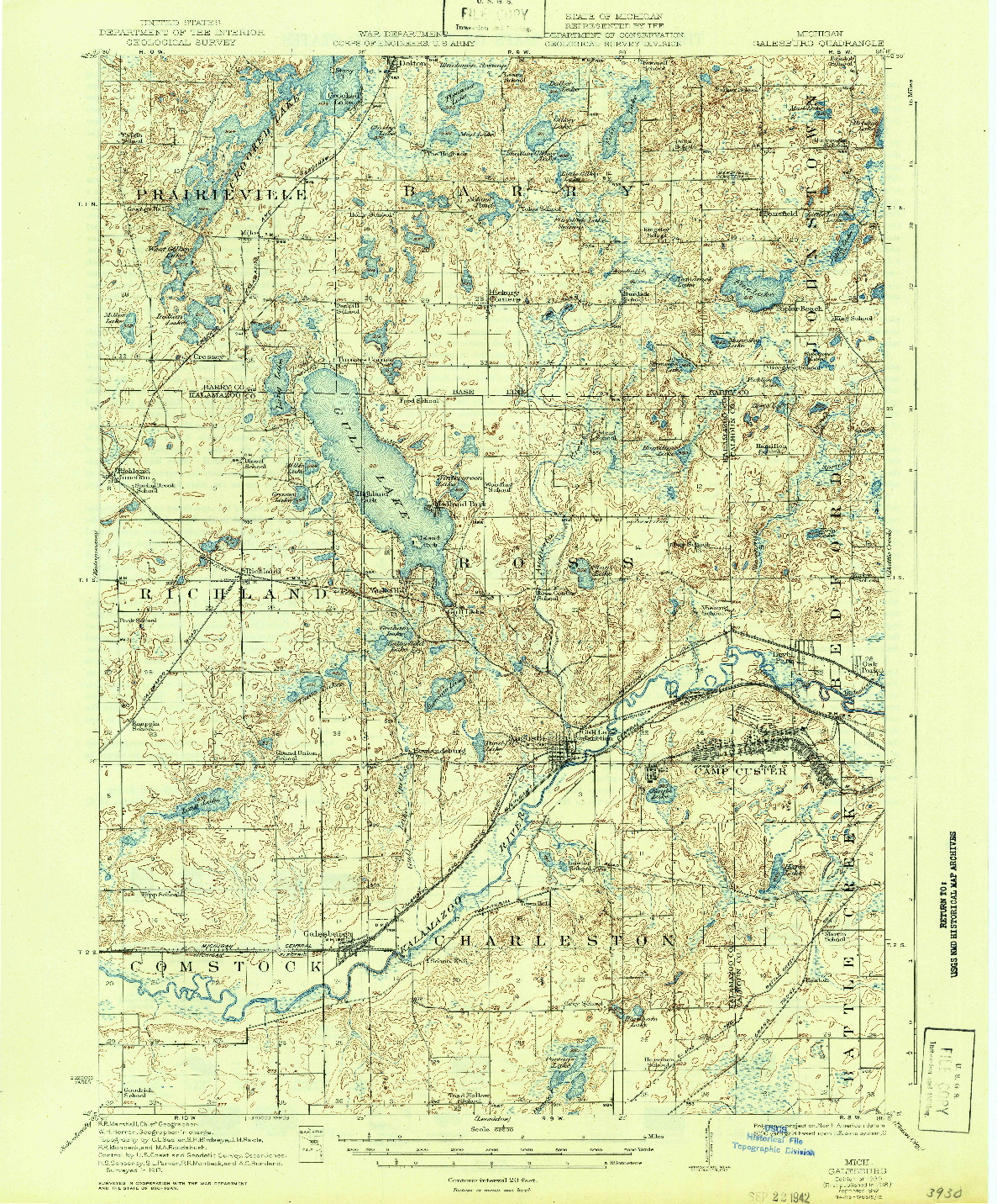 USGS 1:62500-SCALE QUADRANGLE FOR GALESBURG, MI 1918